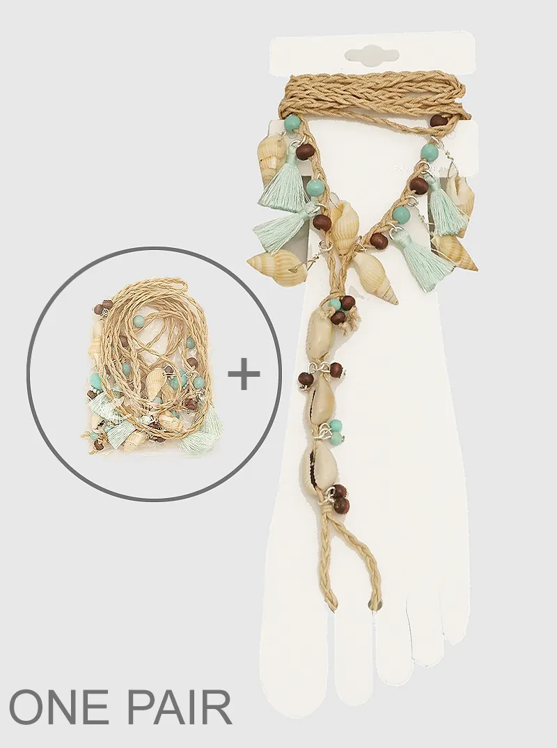 Cowrie tassel anklet