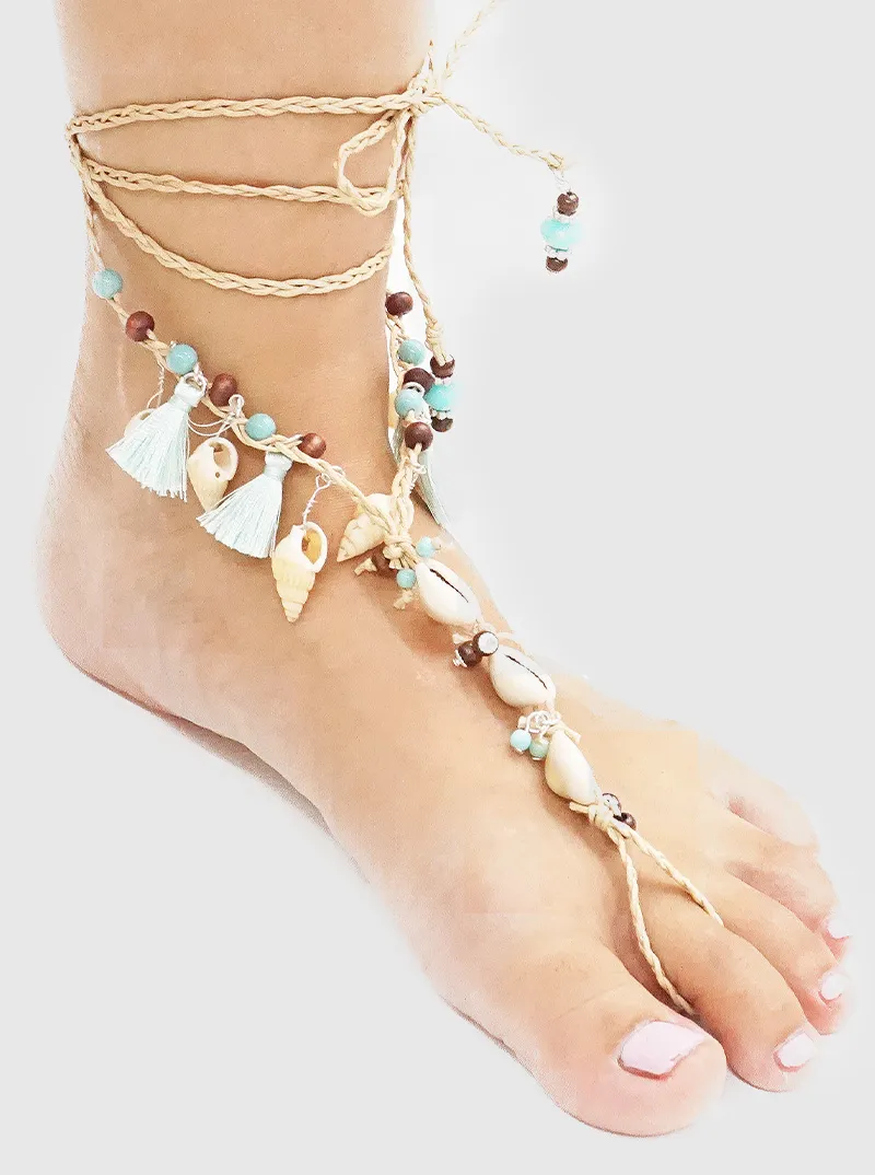 Cowrie tassel anklet