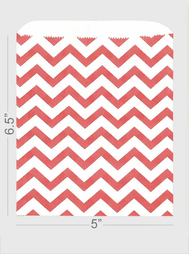 100pcs 5x6.5inch Zigzag Pattern Printed Kraft Bag