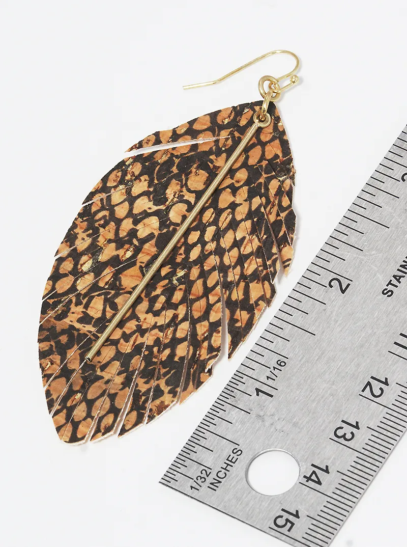 Snakeskin animal print leatherette fringle drop earrings