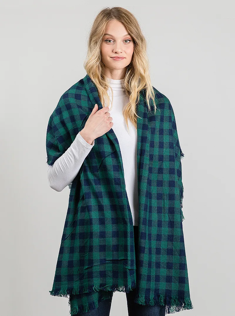 Checkered Grid Oblong Winter Scarf