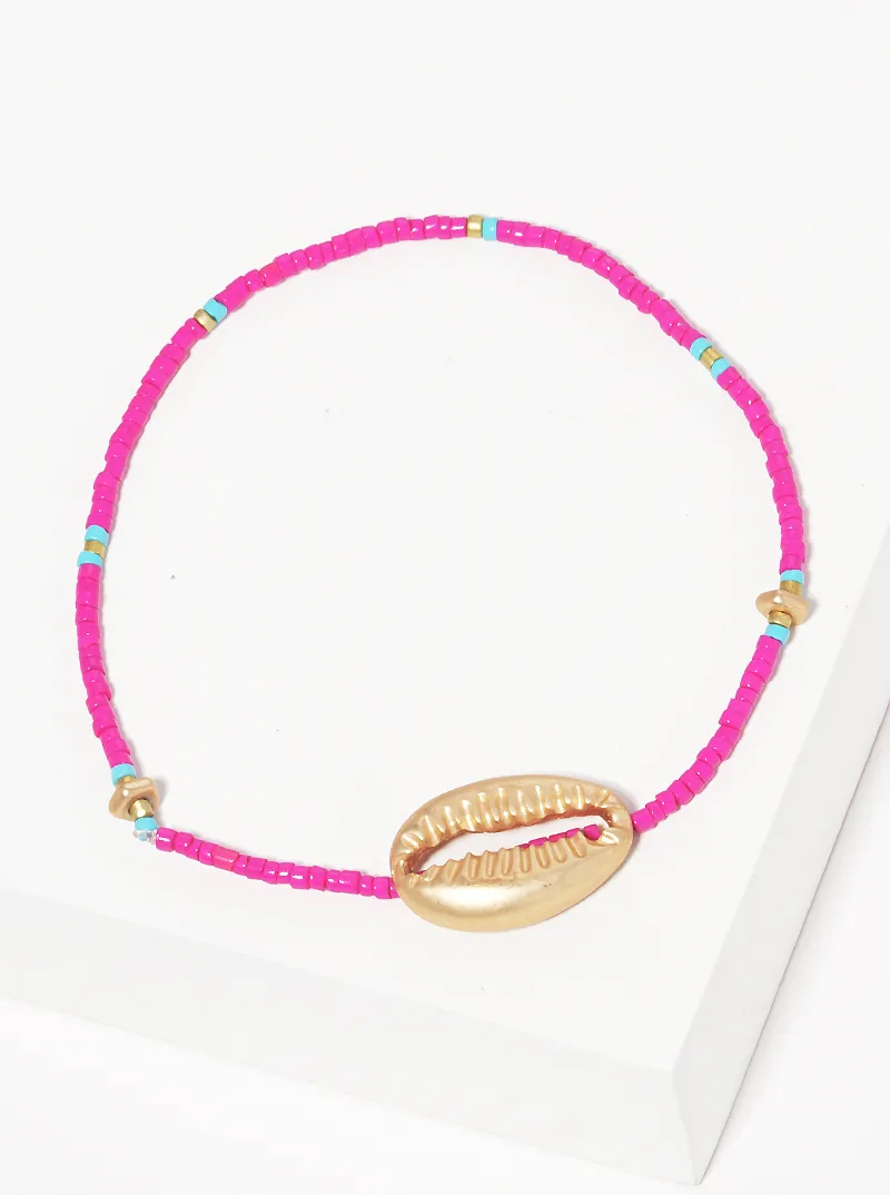 Mixed bead shellfish sea life stretch bracelet