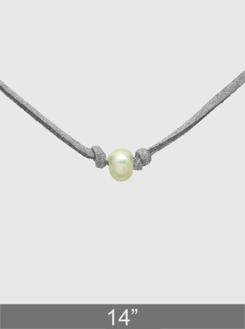 Freshwater pearl leatherette choker necklace