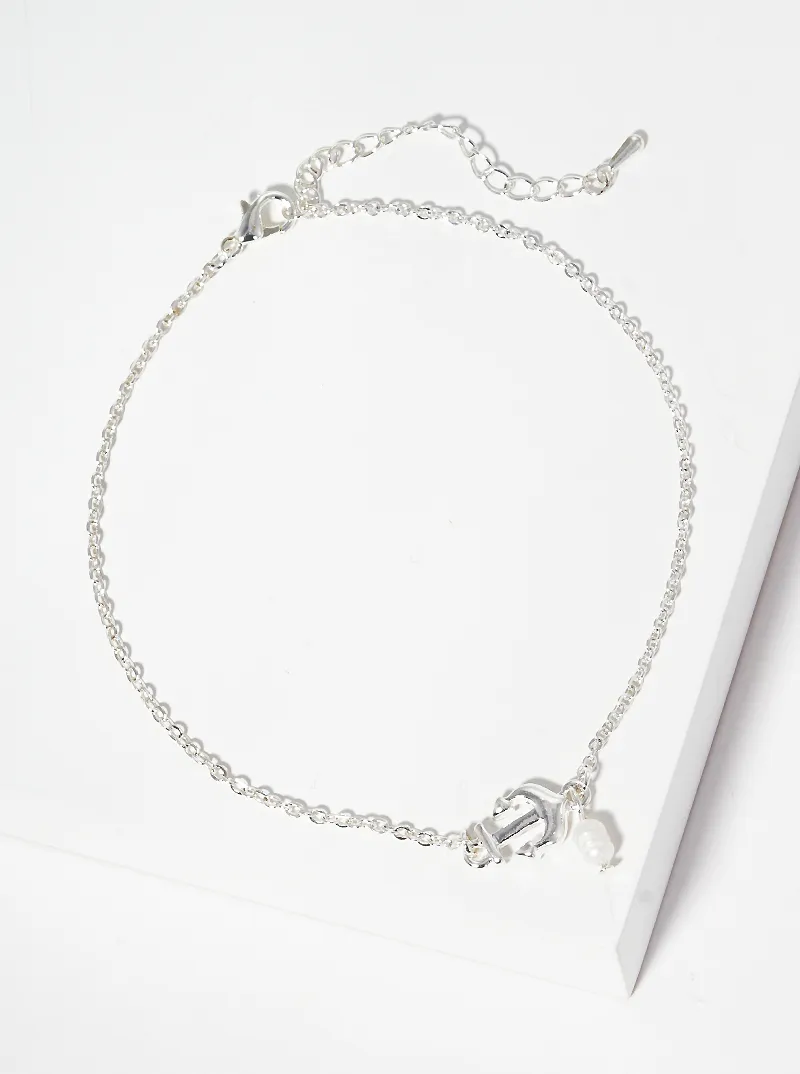 Anchor Freshwater Charm Nautical Anklet