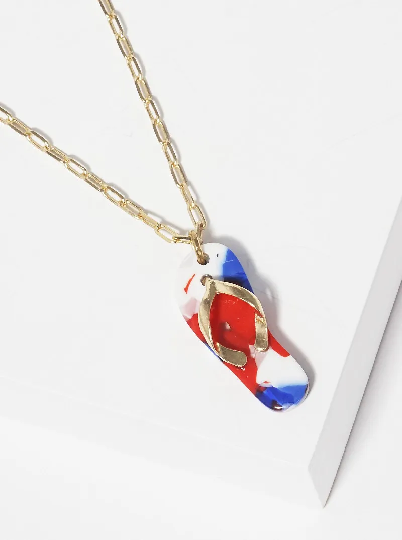 Acetate Flip Flop Pendant Beach-Themed Necklace