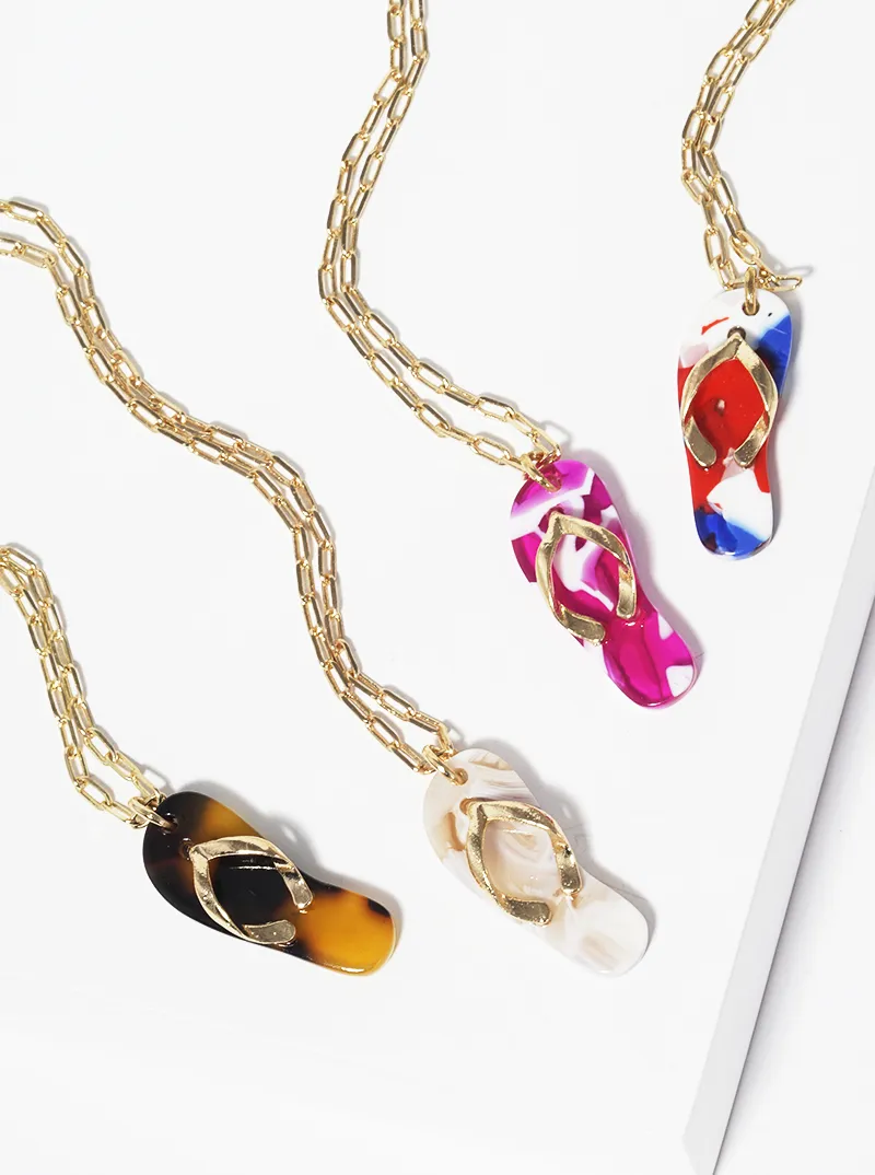 Acetate Flip Flop Pendant Beach-Themed Necklace
