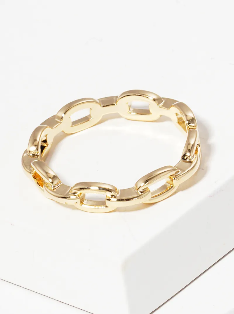 Gold Dipped Link Chain Adjustable Cuff Ring