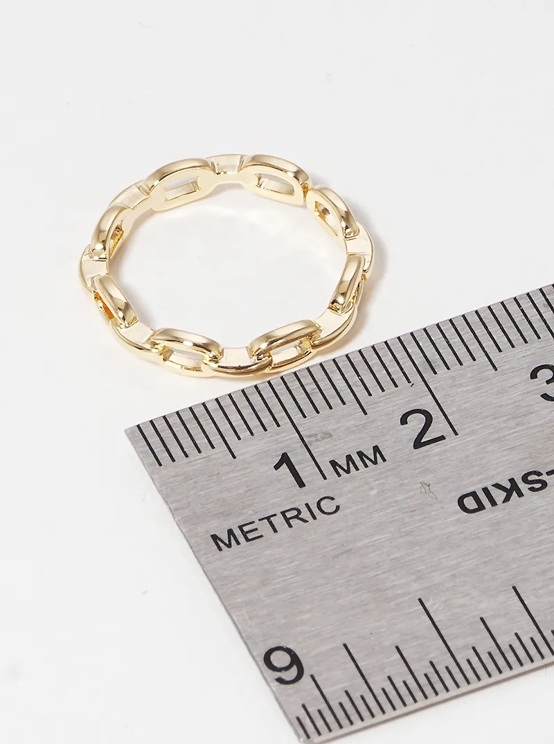 Gold Dipped Link Chain Adjustable Cuff Ring