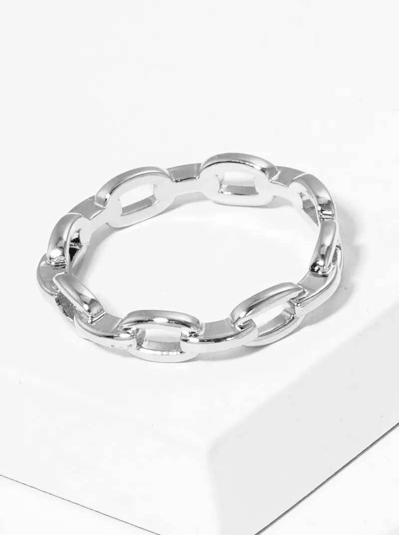 Gold Dipped Link Chain Adjustable Cuff Ring