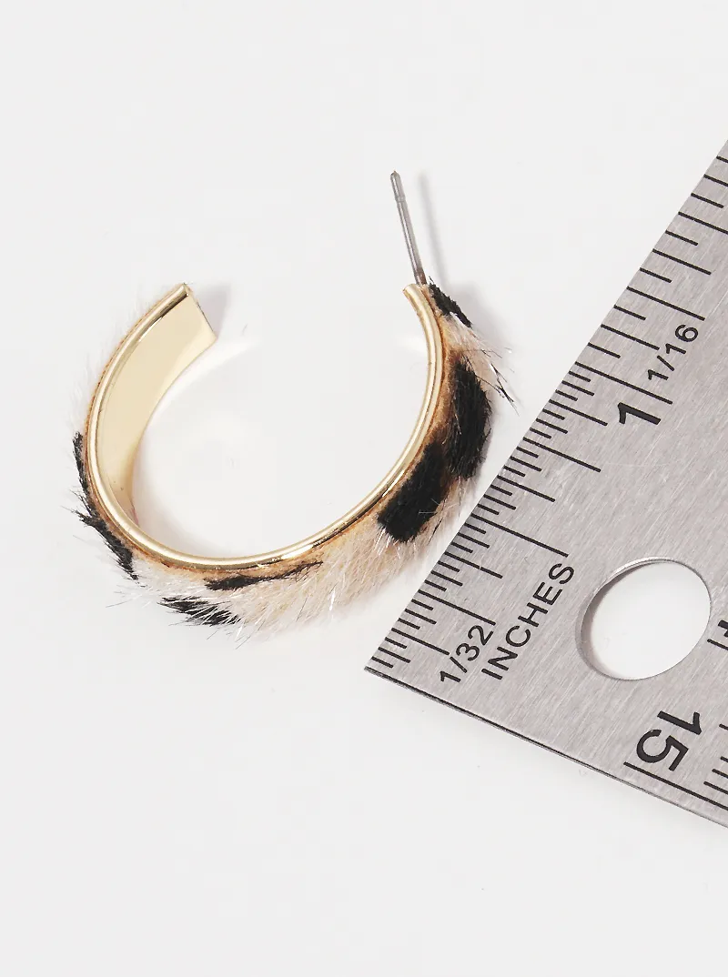 25MM LEOPARD ANIMAL PRINT FAUX FUR HOOP EARRINGS