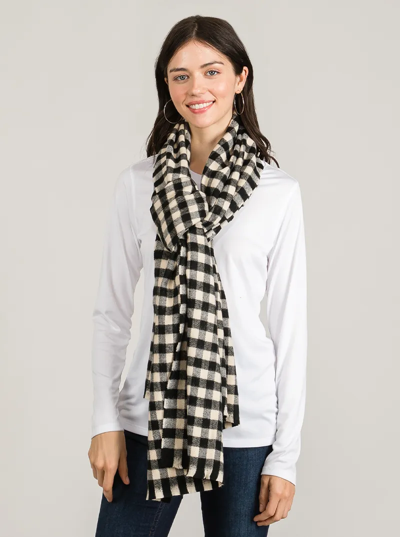 Double Sided Checkered Soft Acrylic Oblong Scarf