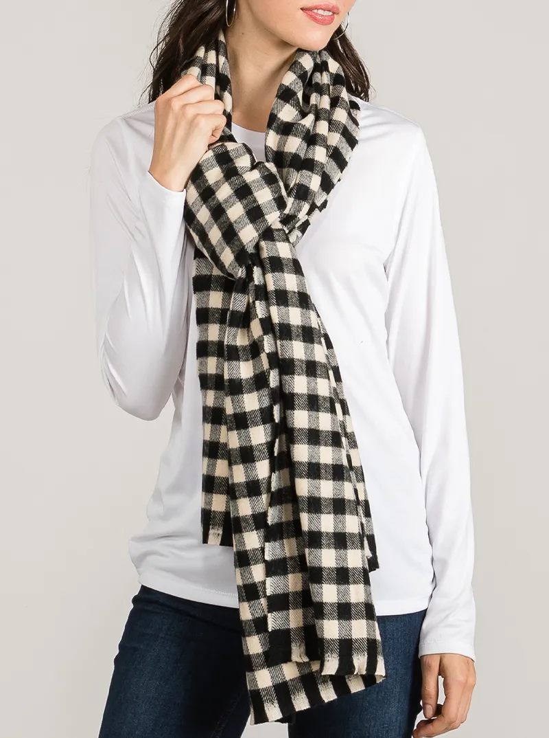 Double Sided Checkered Soft Acrylic Oblong Scarf