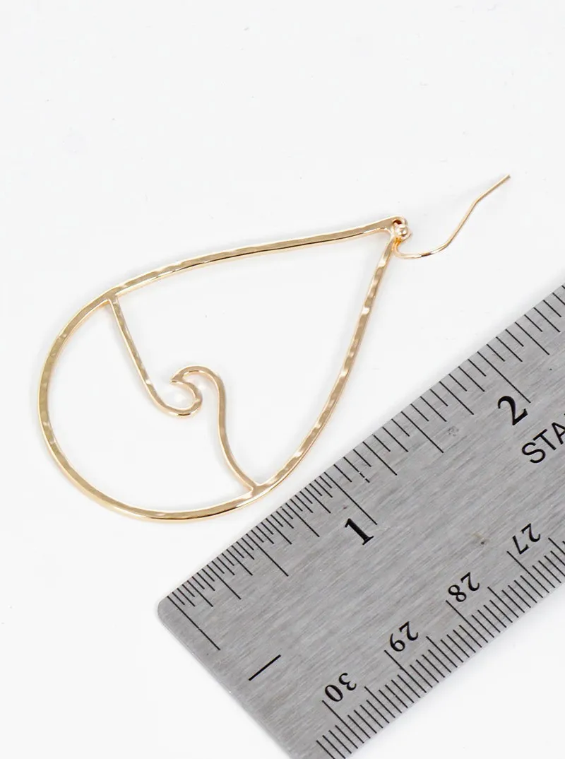 Textured metal ocean wave teardrop dangle drop earrings