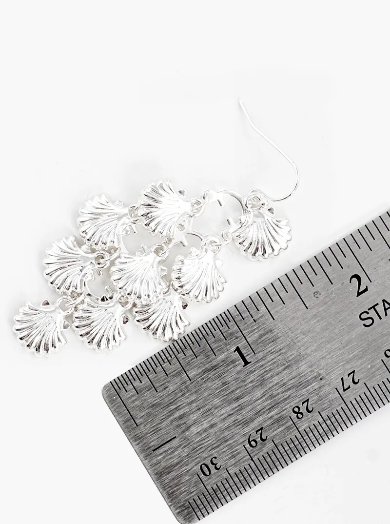 Metal seashell cluster dangle drop earrings