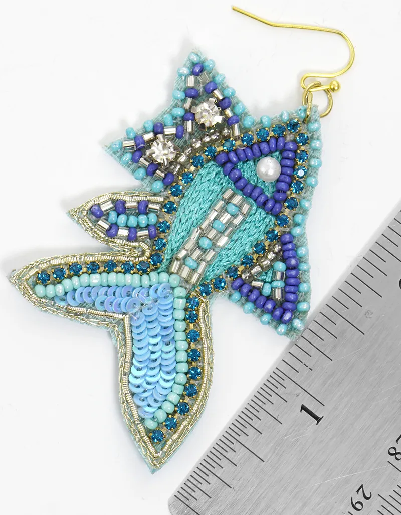 Tropical fish seed bead dangle earrings