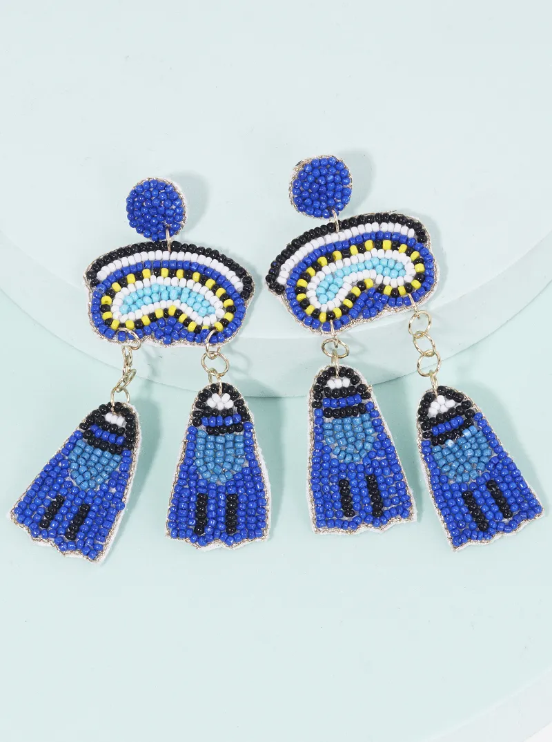Seed Beaded Scuba Diving Set Dangle Earrings