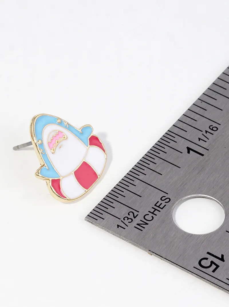 Enamel Filled Shark Post Stud Earrings