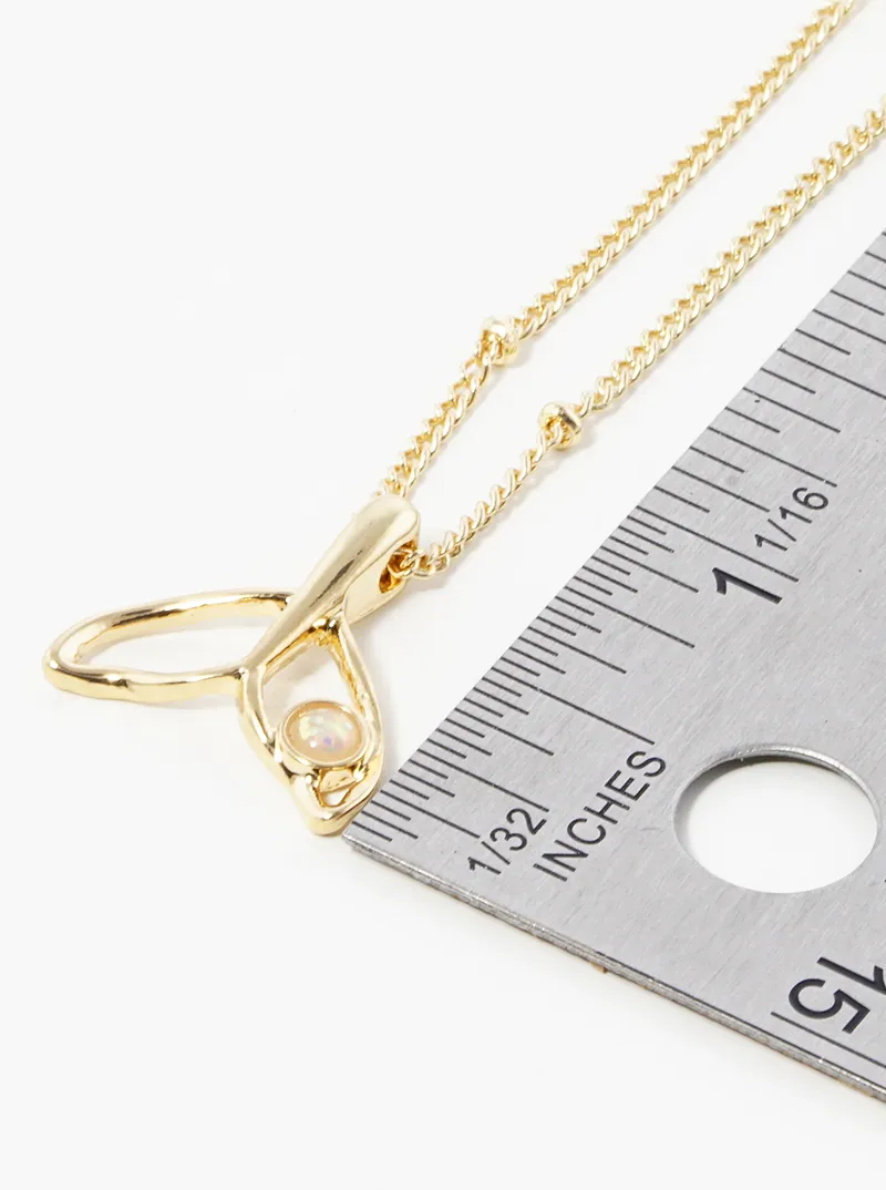 Thumnail Simulated opal mermaid tail pendant necklace