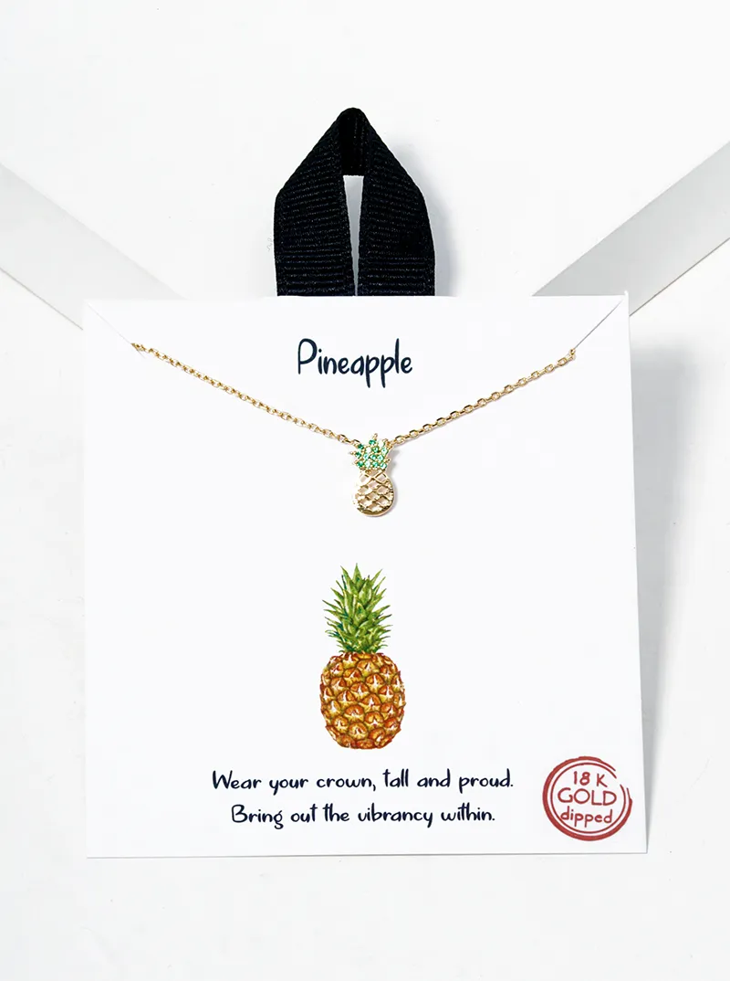 18K Gold Dipped Peridot CZ Pave Pineapple Pendant Necklace
