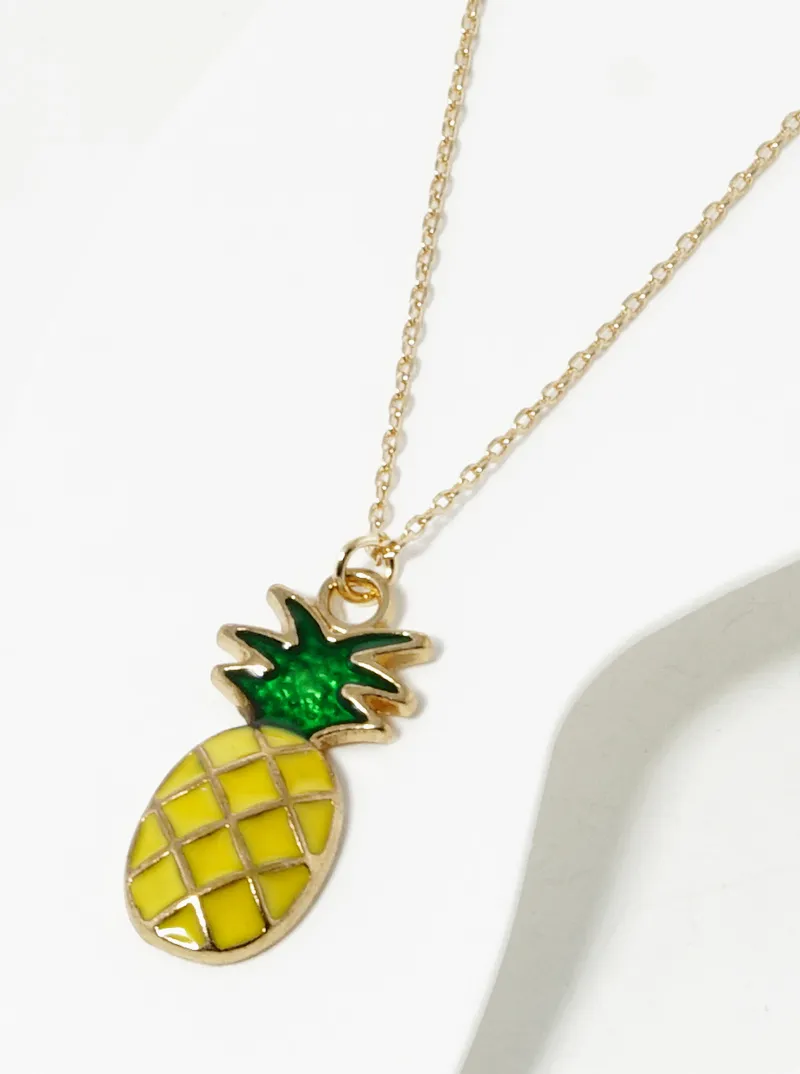 Enamel filled pineapple charm anklet