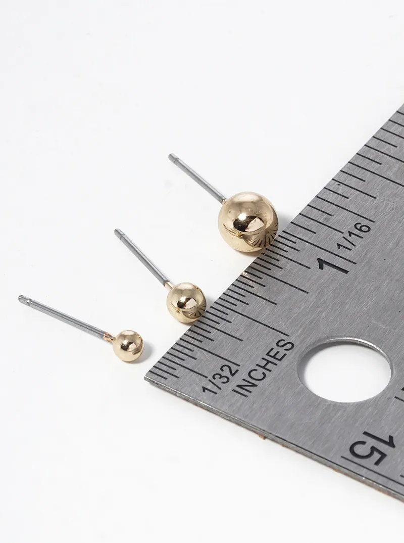 3-PC Set Ball Button Stud Earrings