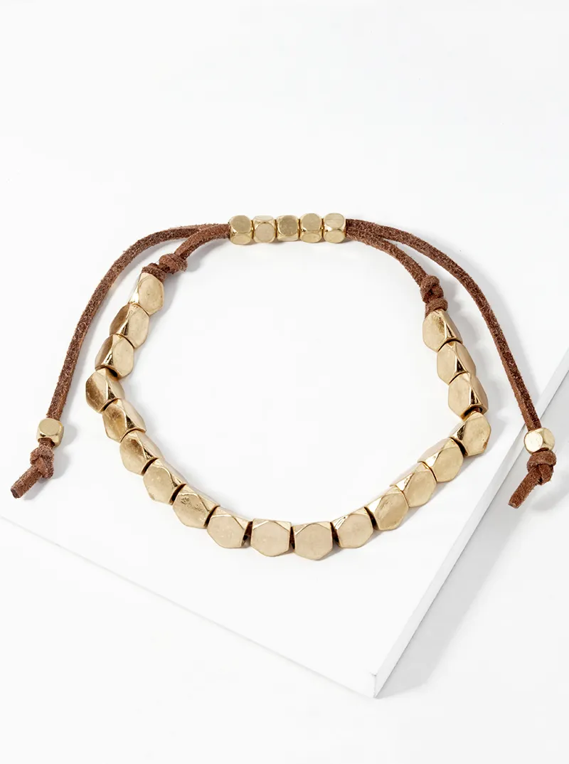 Alloy Metal Pull Tie Suede Adjustable Up To 8 Inch Bracelet