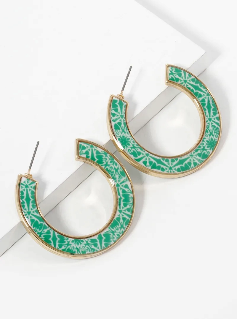 Multi Pattern 35mm Resin Hoop Earrings