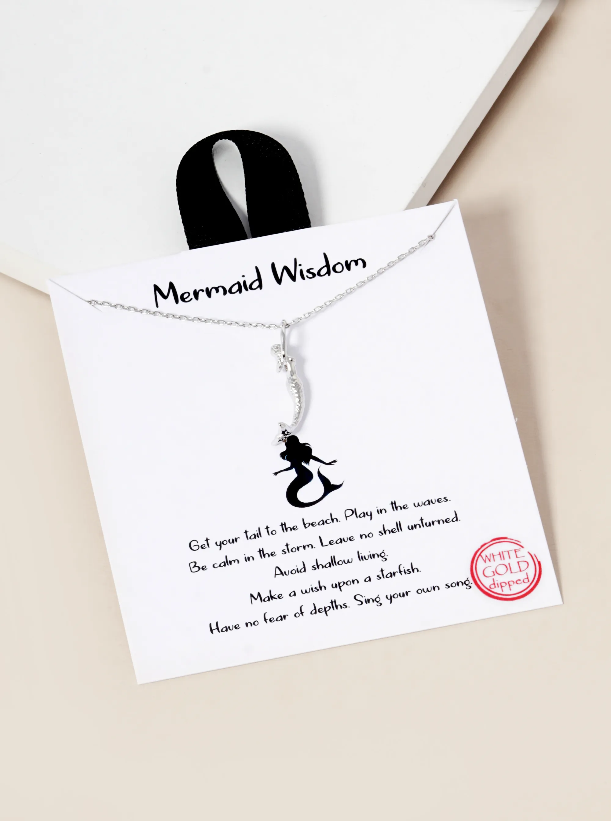 White Gold Dipped Mermaid Pendant Necklace