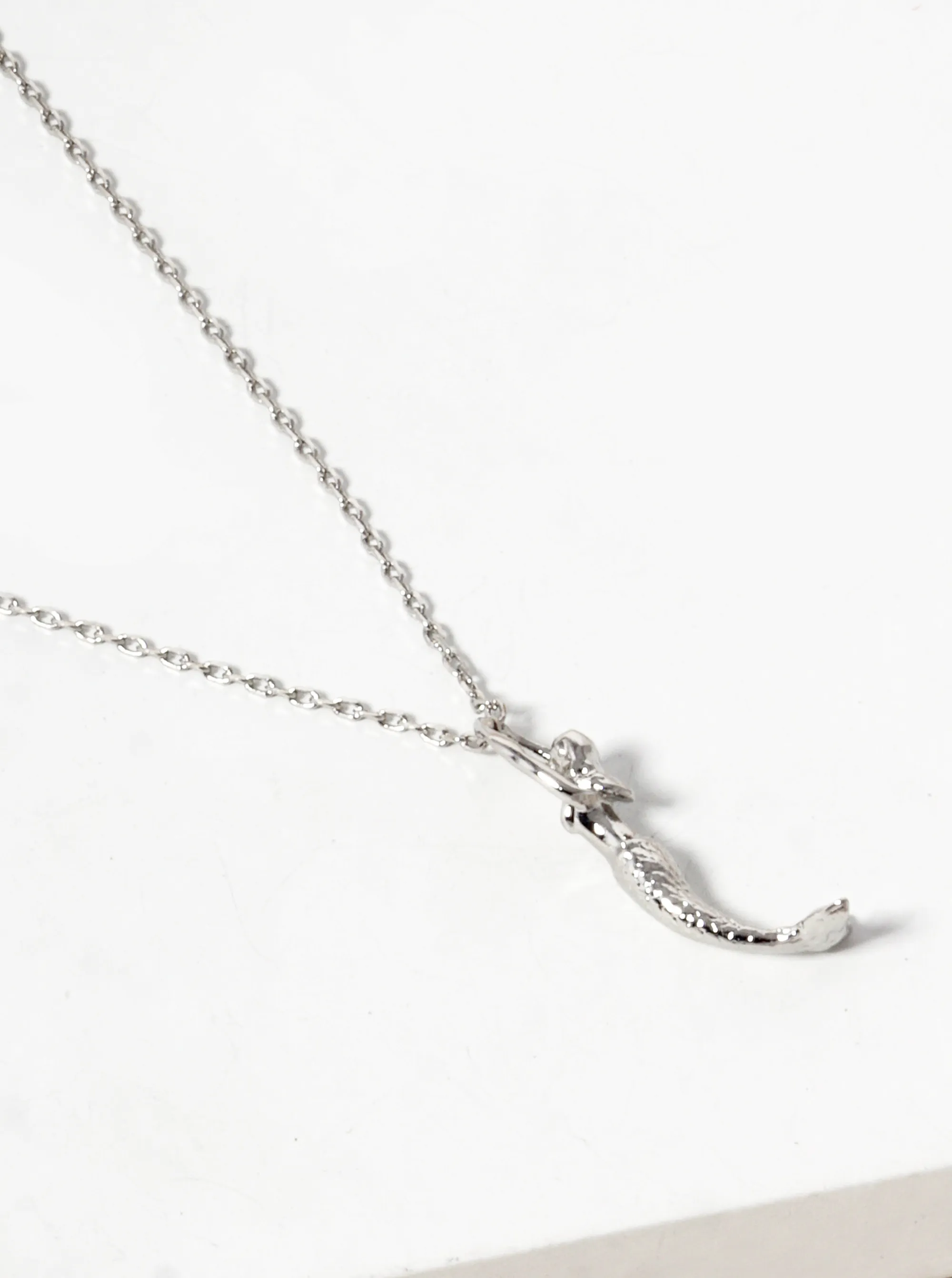 White Gold Dipped Mermaid Pendant Necklace