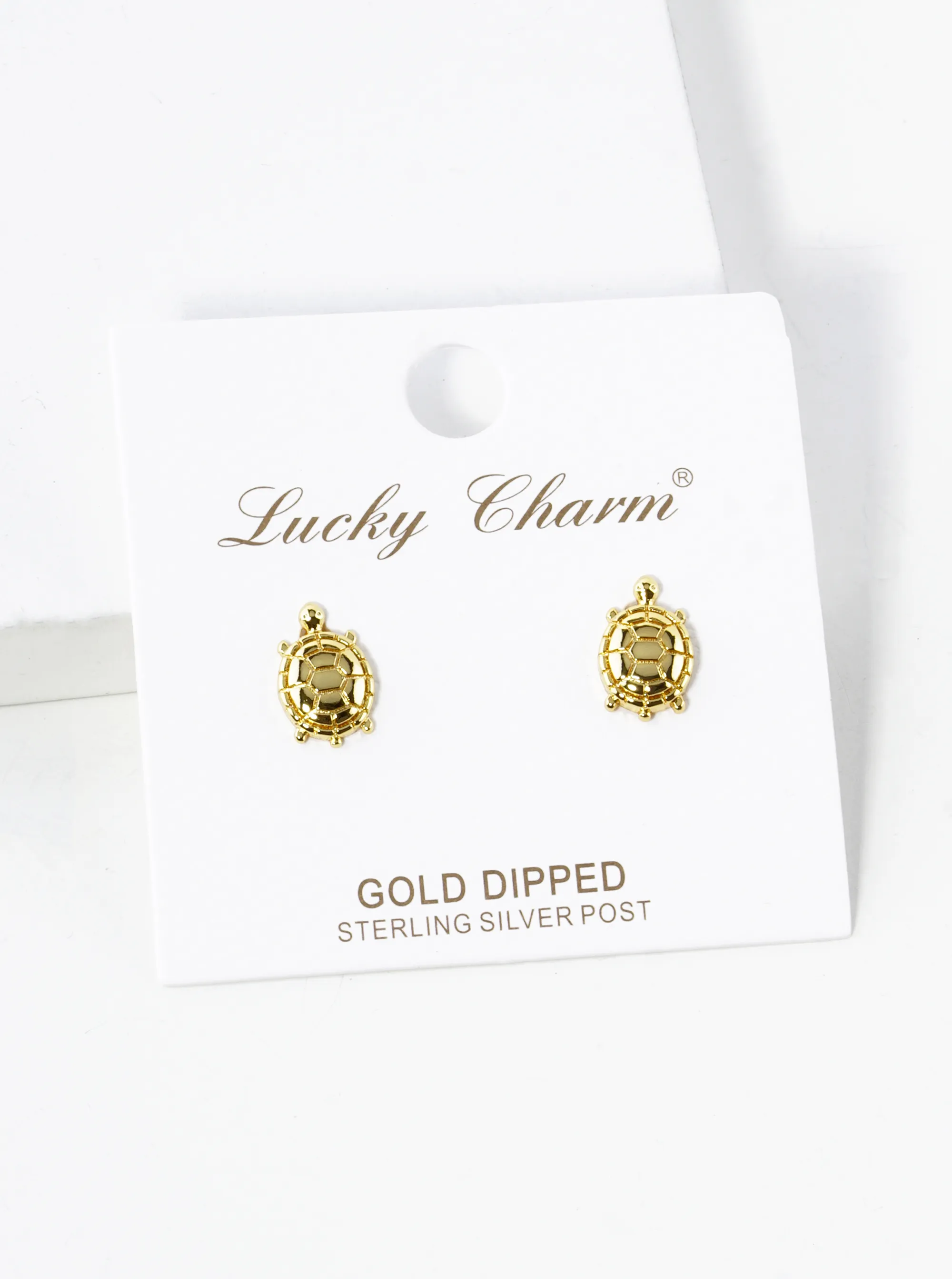 18K Gold Dipped Textured 11mm Turtle Stud Earrings