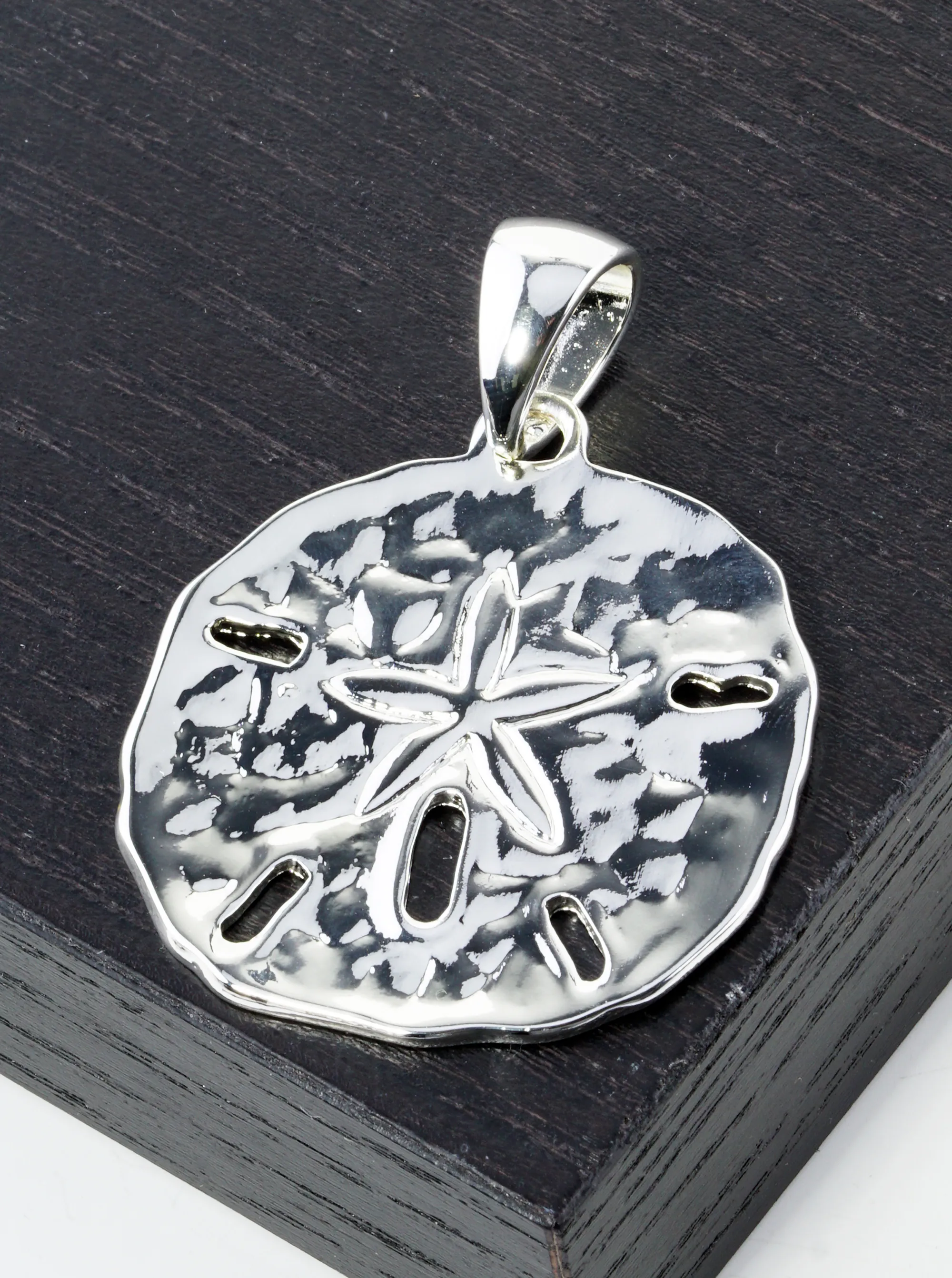 Hammered Metal Sand Dollar Pendant for Necklace