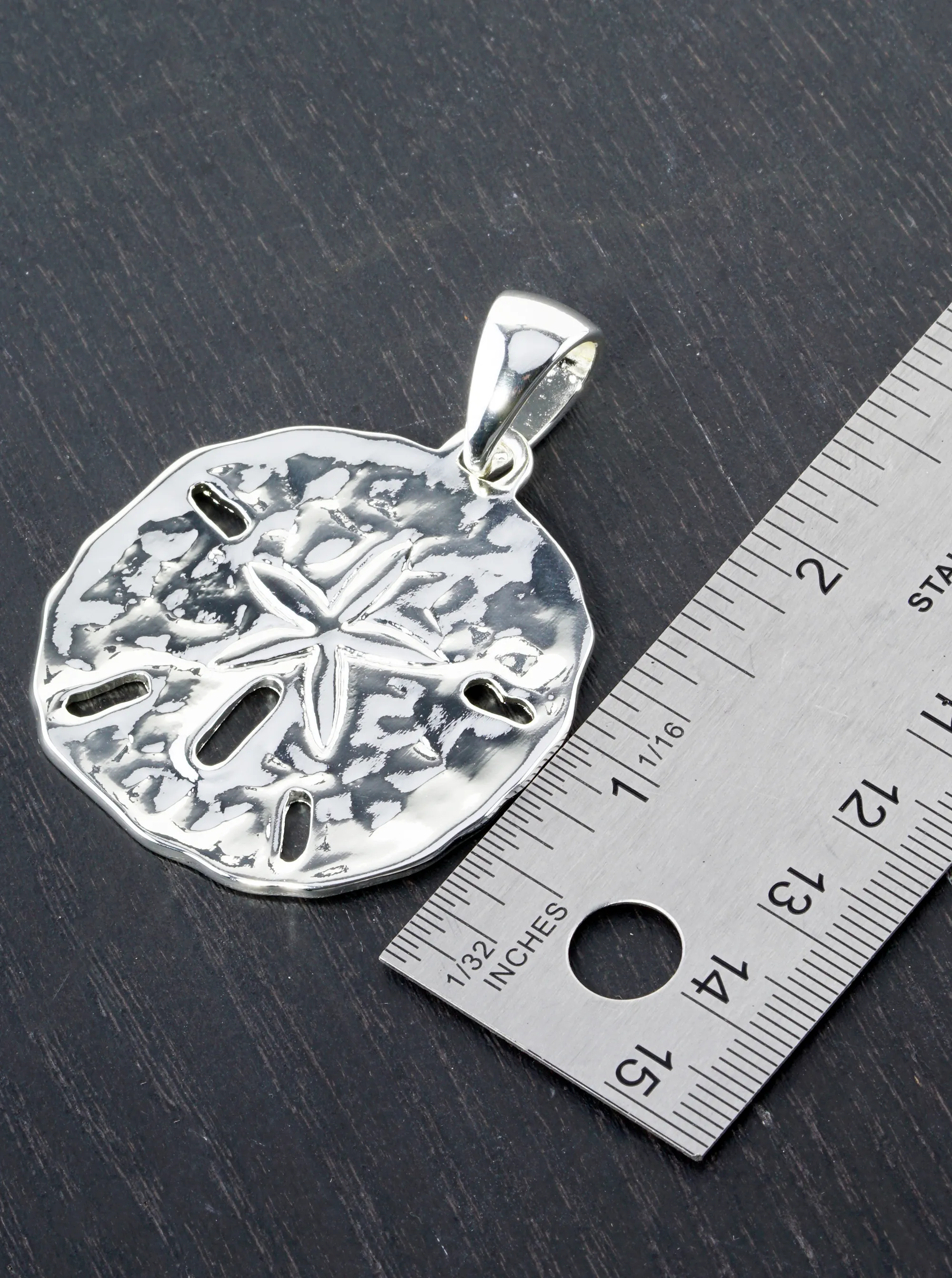 Hammered Metal Sand Dollar Pendant for Necklace