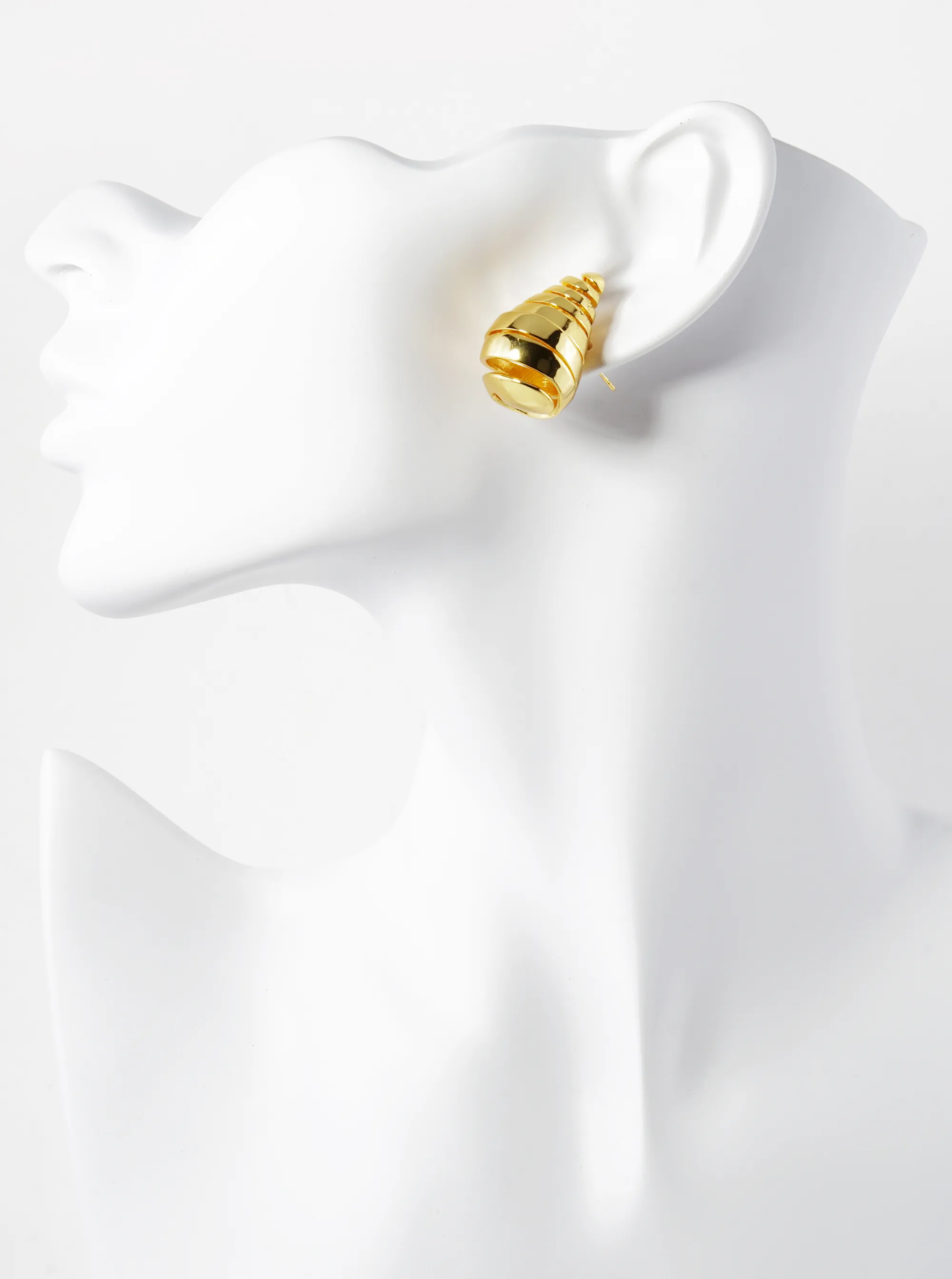 14K Gold Dipped Spiral Teardrop Post Stud Earrings