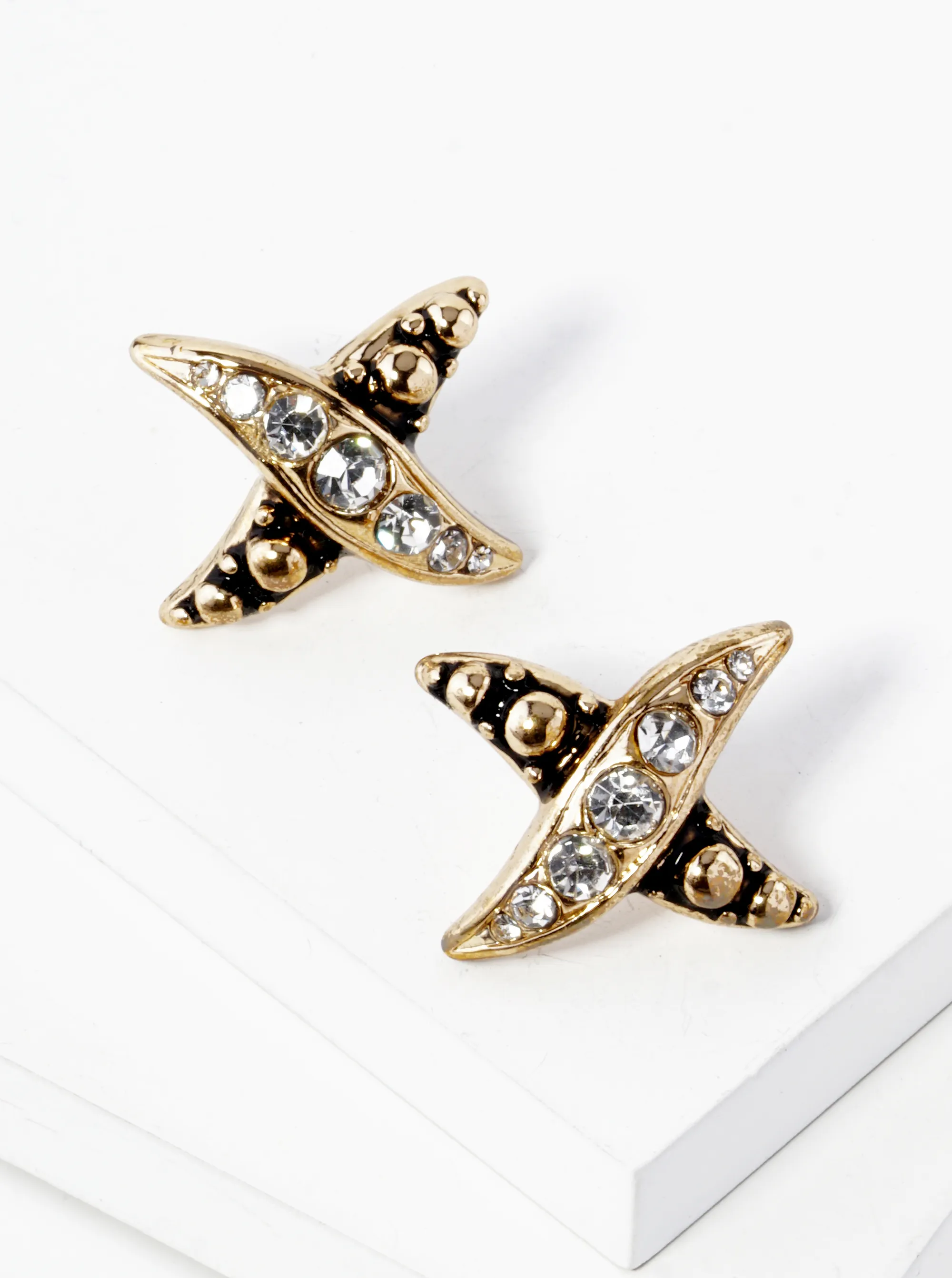 Tailored X Shape Graduated Rhinestone Studded Earrings