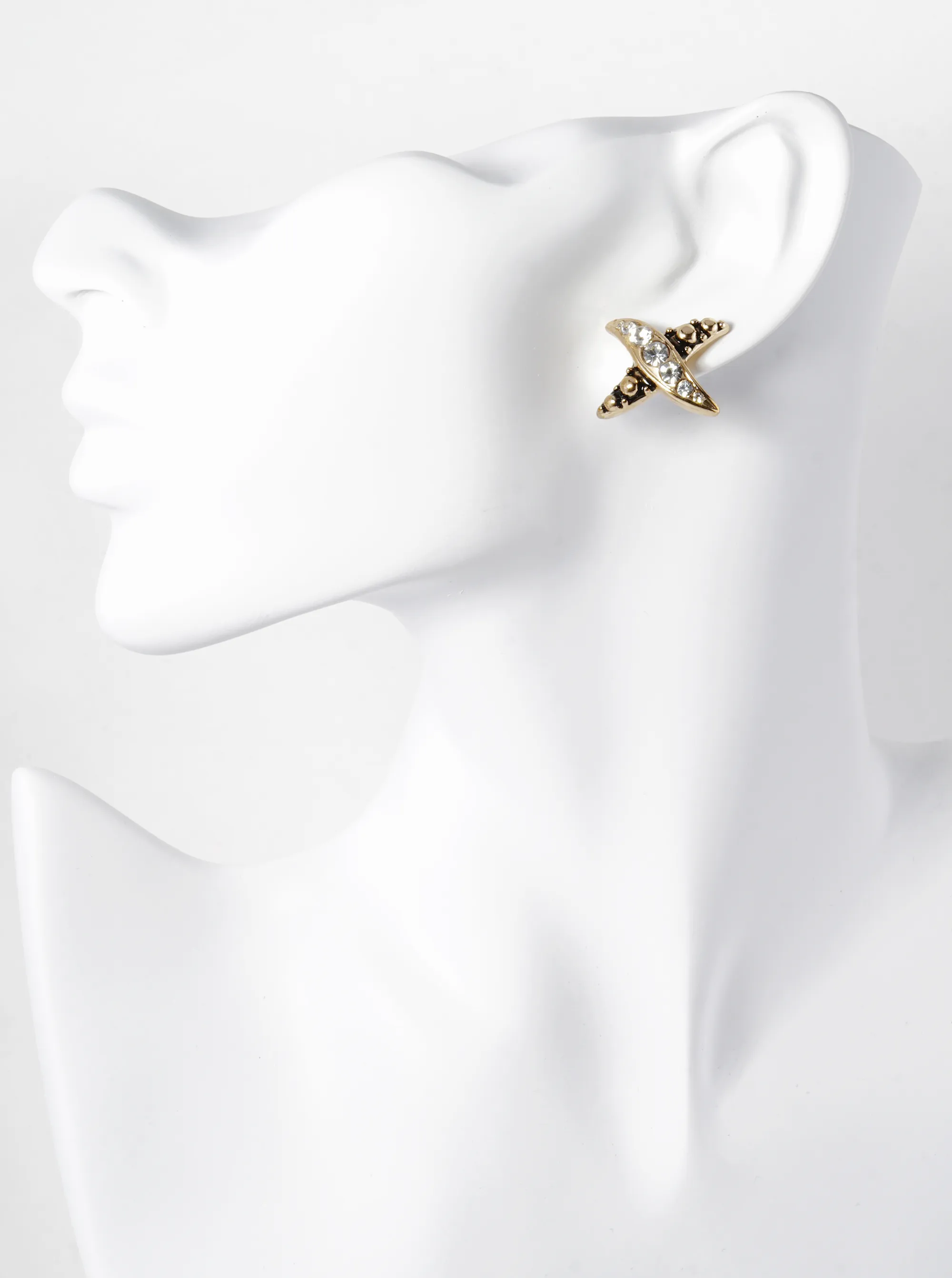 Tailored X Shape Graduated Rhinestone Studded Earrings