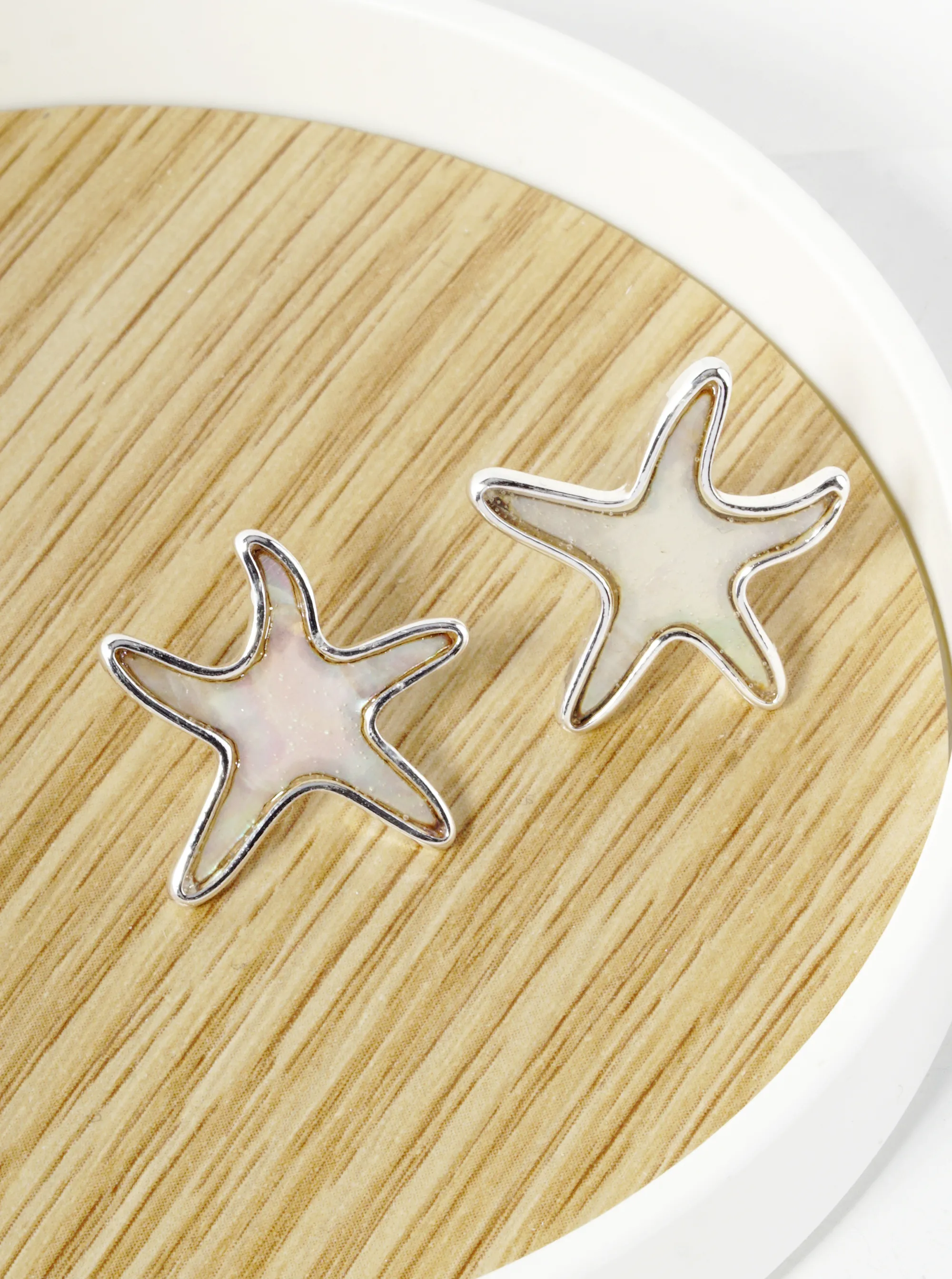 Abalone Mother of Pearl Starfish Stud Earrings