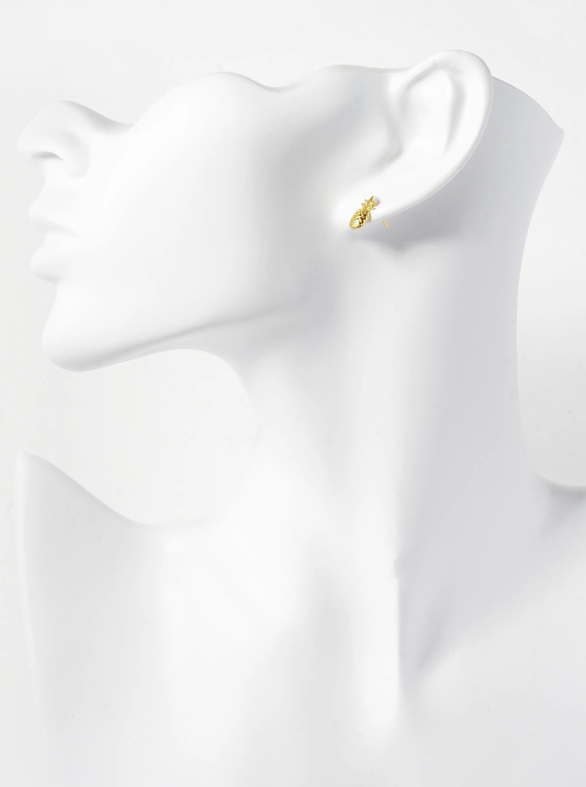 18K Gold Dipped 10mm Textured Brass Pineapple Sterling Silver Post Stud Earrings