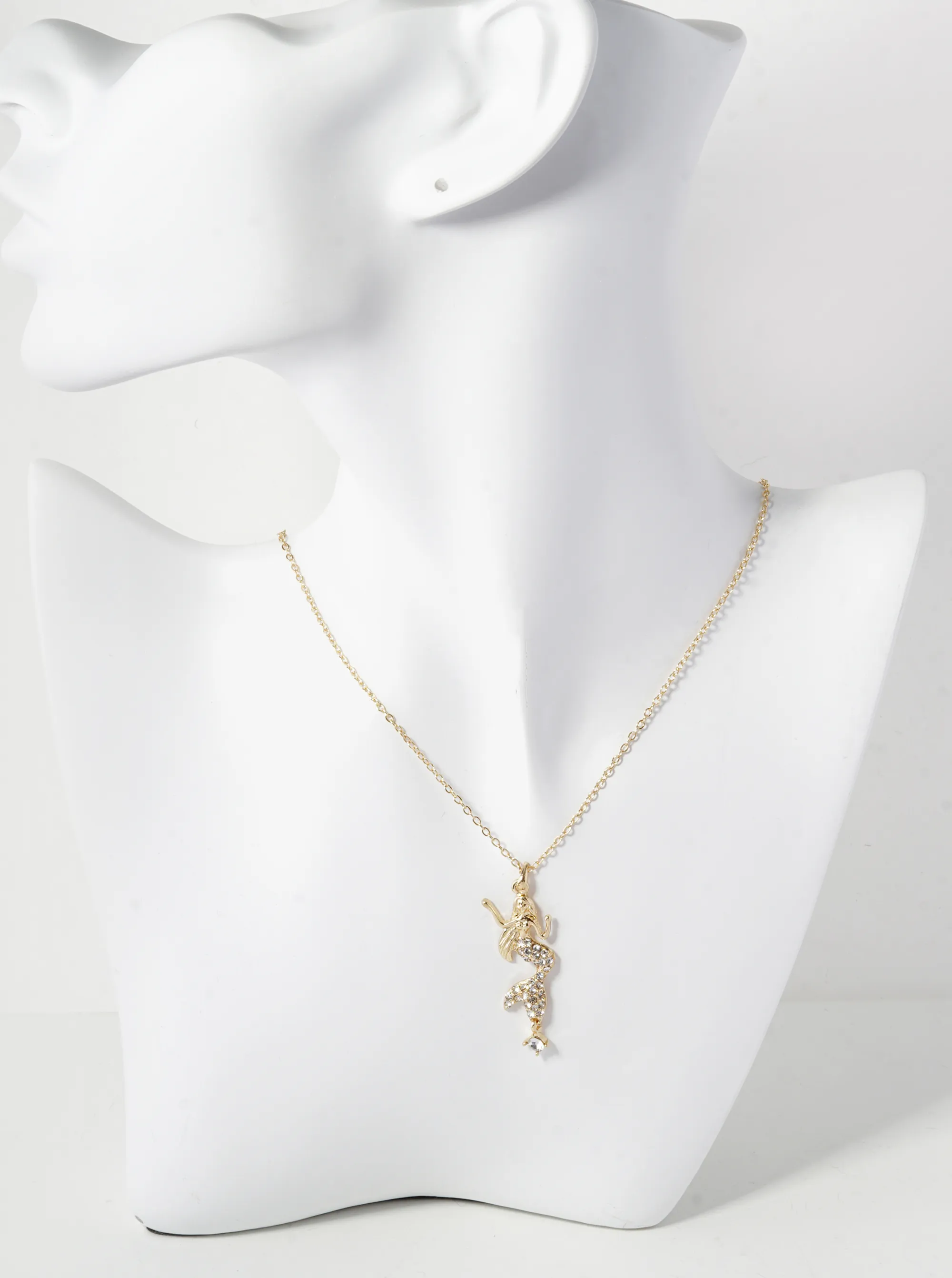 Crystal Pave Mermaid Pendant Necklace