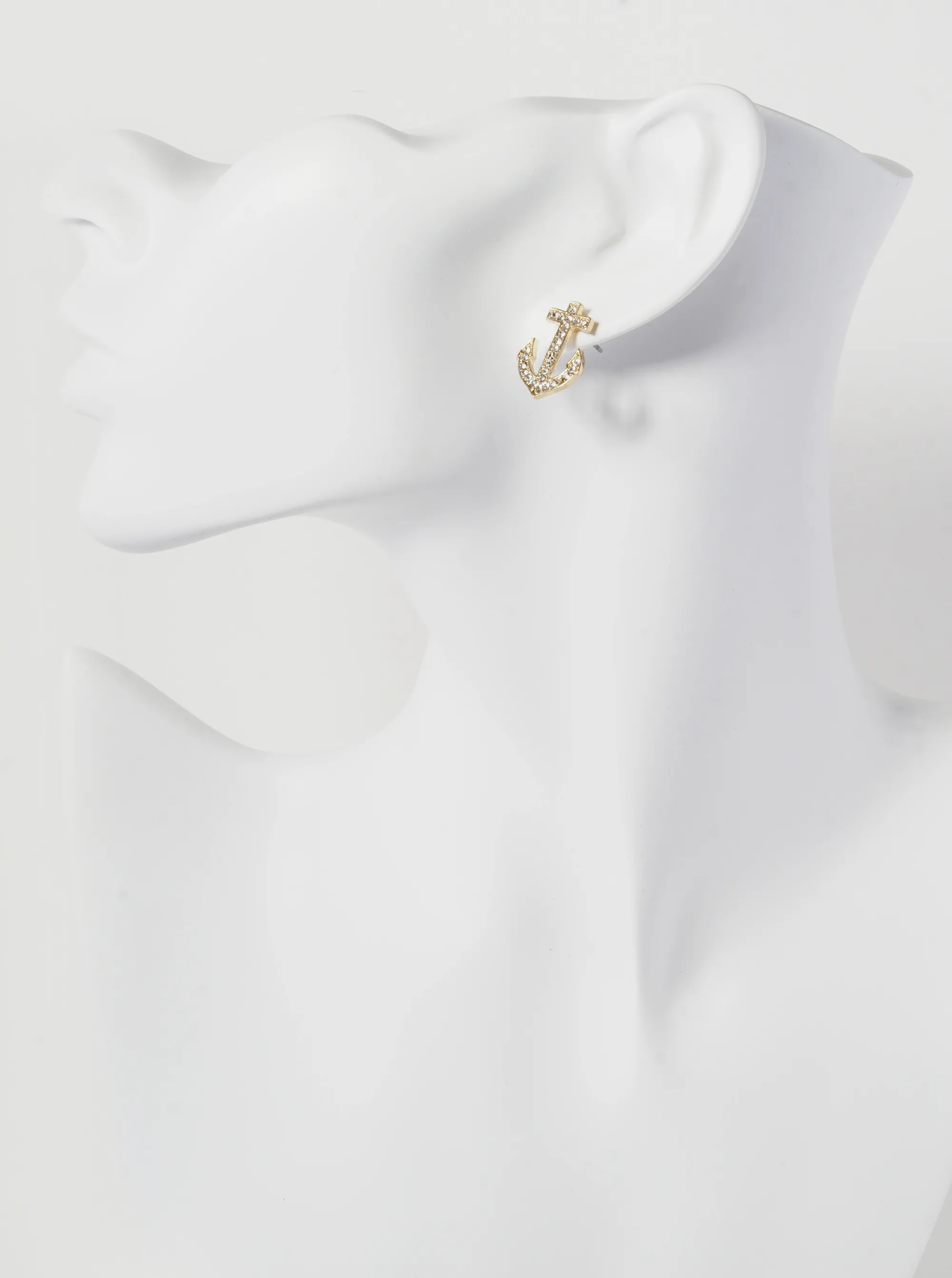Crystal Pave 18mm Anchor Stud Earrings