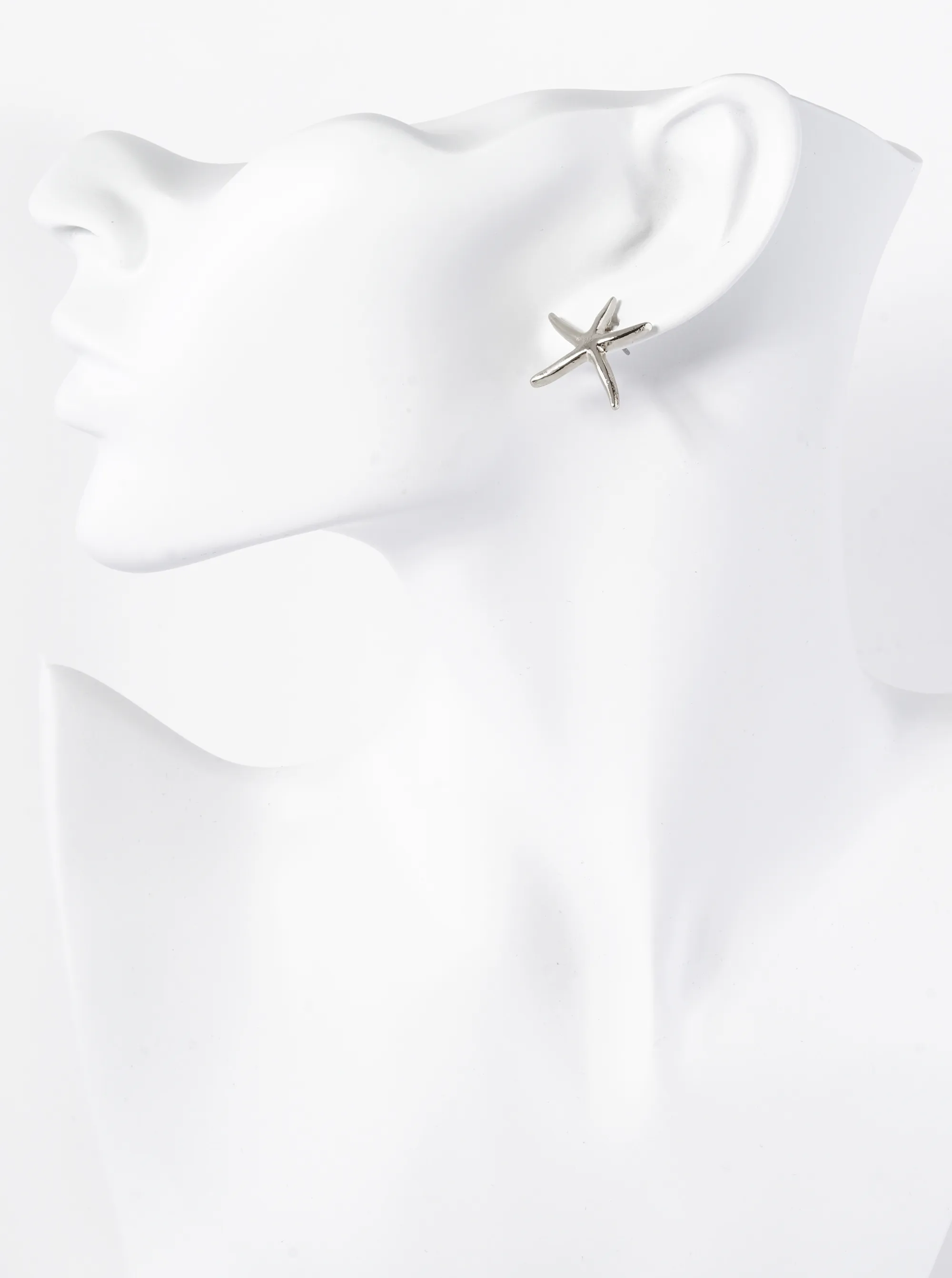 Polished Metal 20mm Starfish Stud Earrings RH
