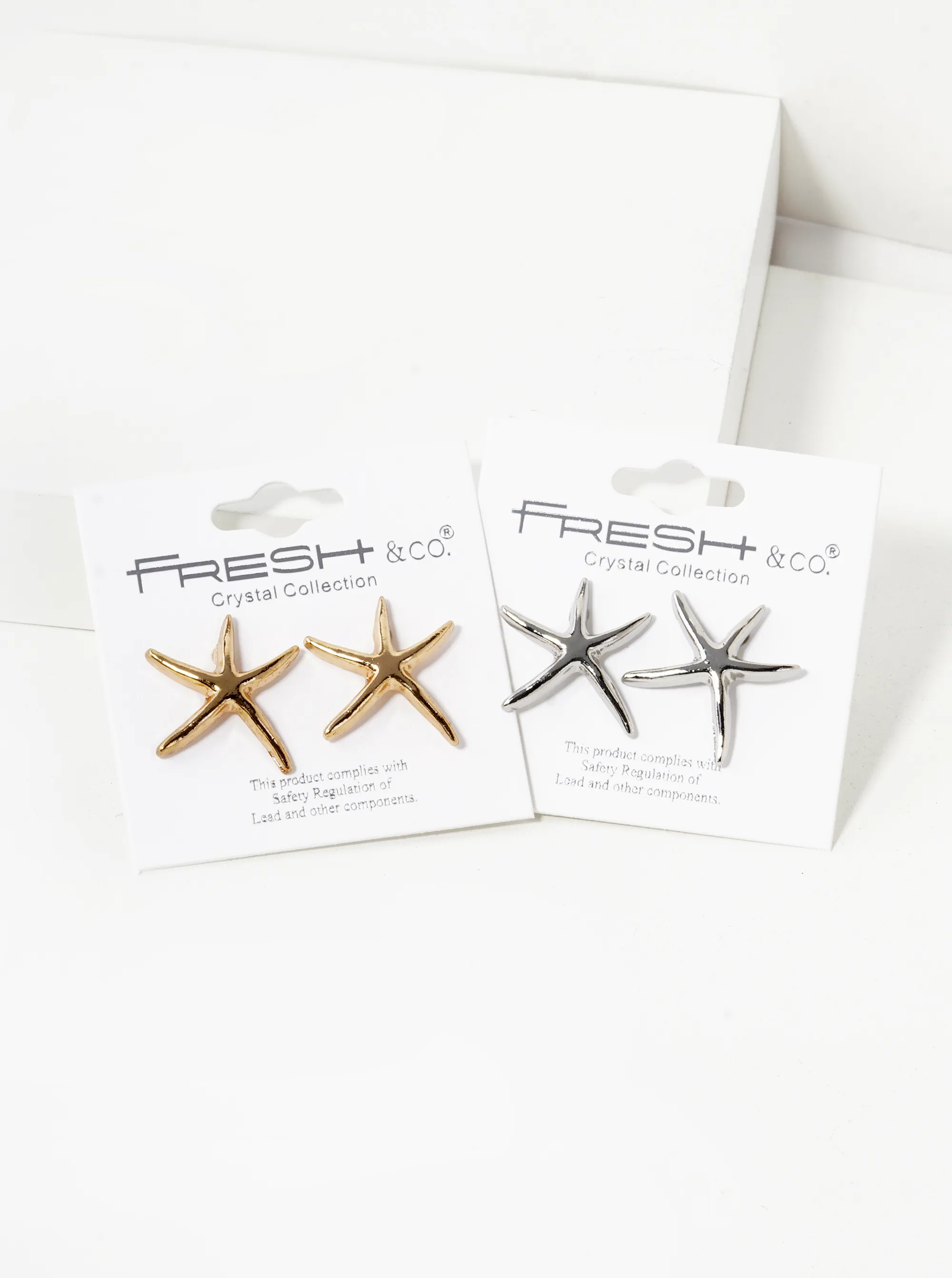 Polished Metal 20mm Starfish Stud Earrings RH