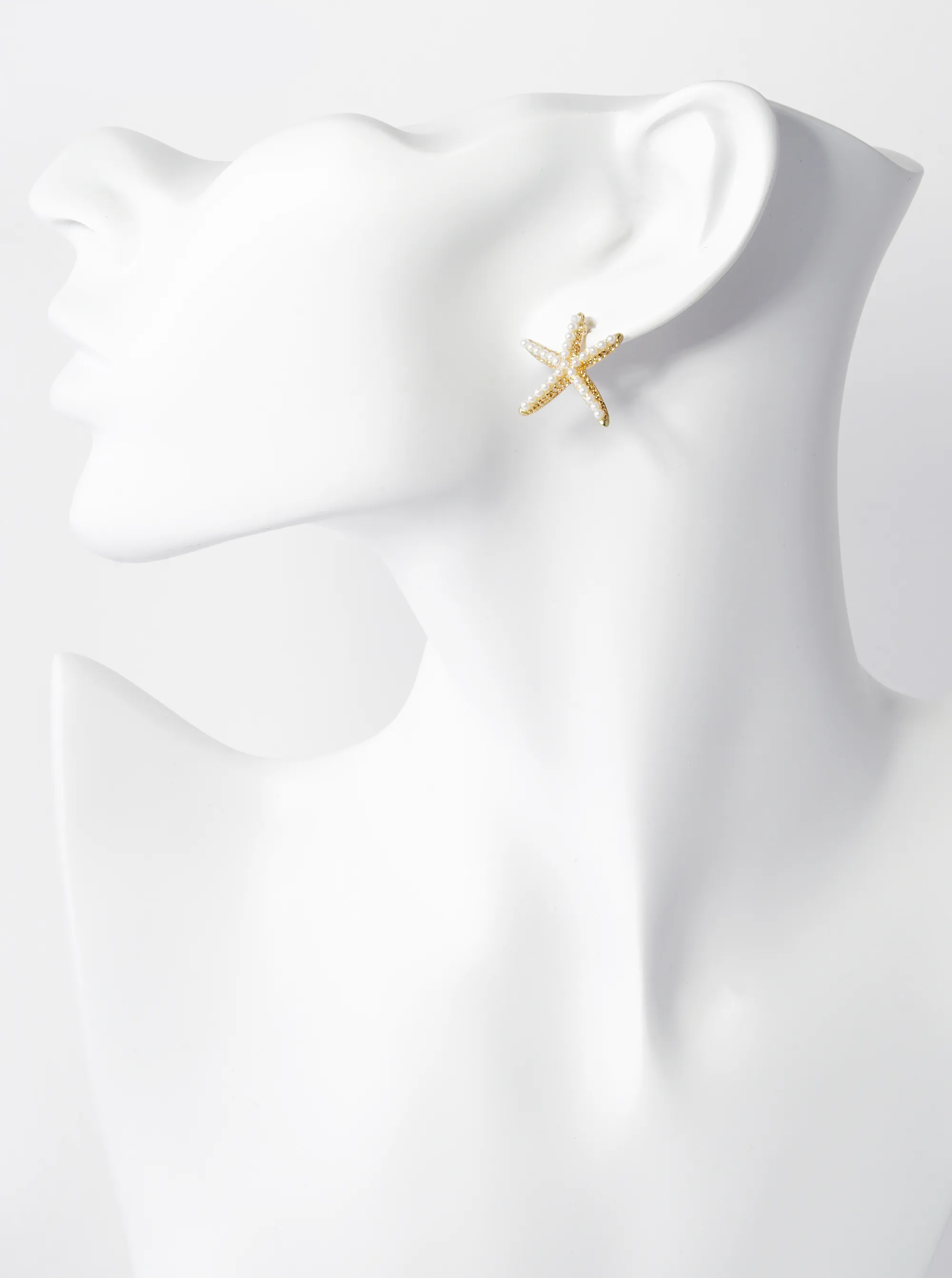 Pearl and Crystal Pave 20mm Starfish Stud Earrings