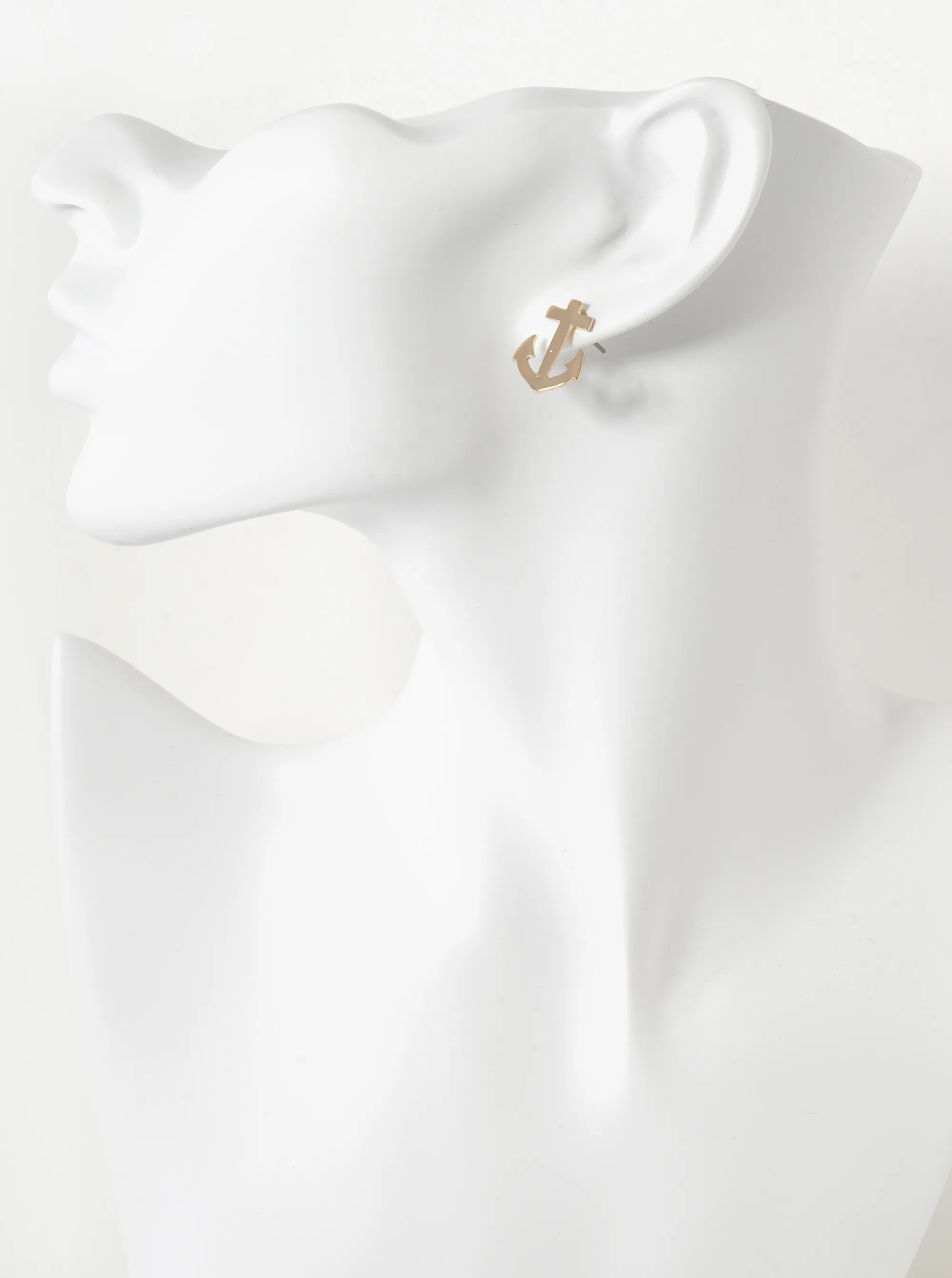 Polished Metal 17mm Anchor Nautical Stud Earrings
