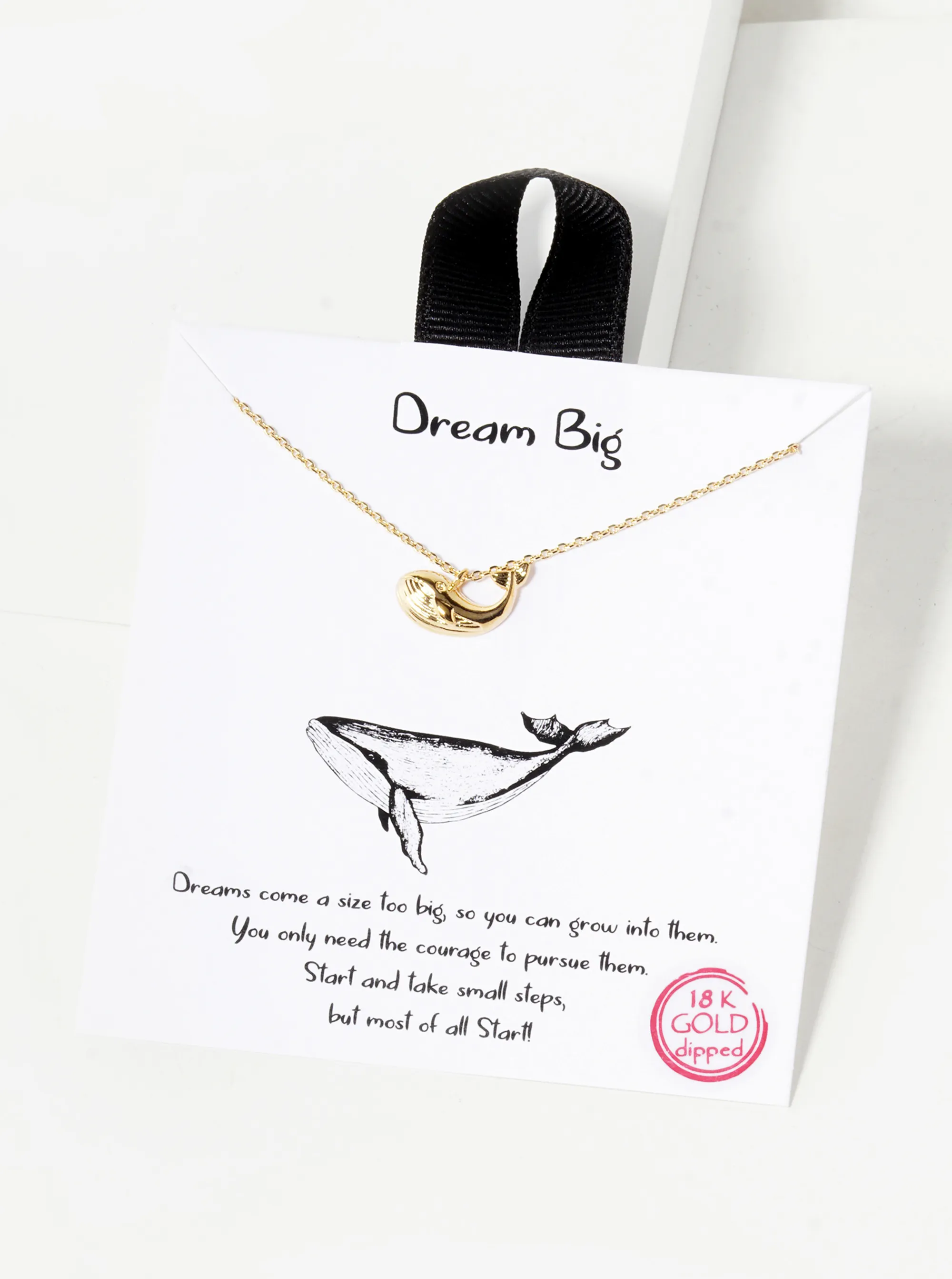 18K Gold Dipped Textured Puffy Whale Pendant Necklace