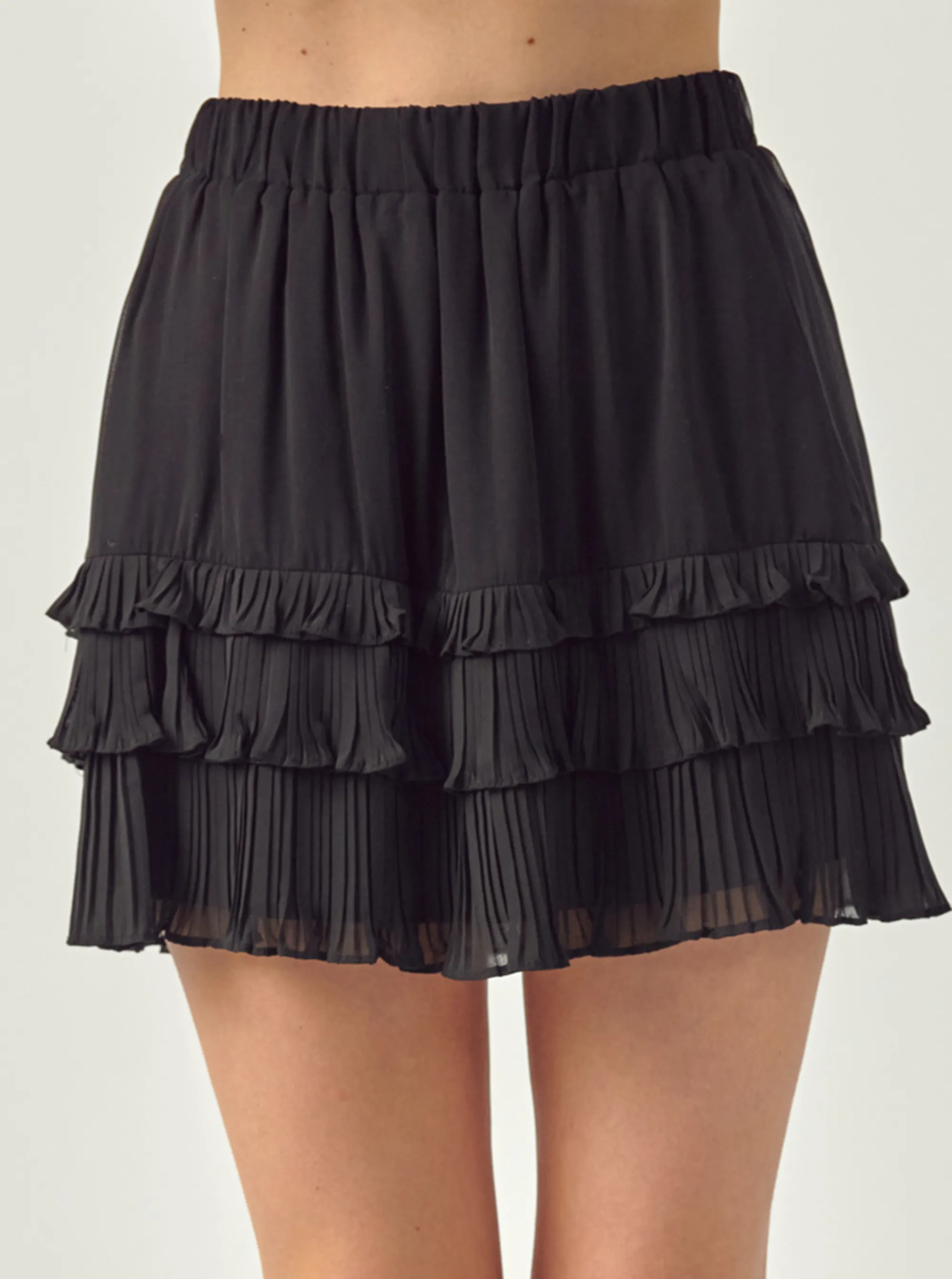 High Rise Ruffle Layered Mini Skirt