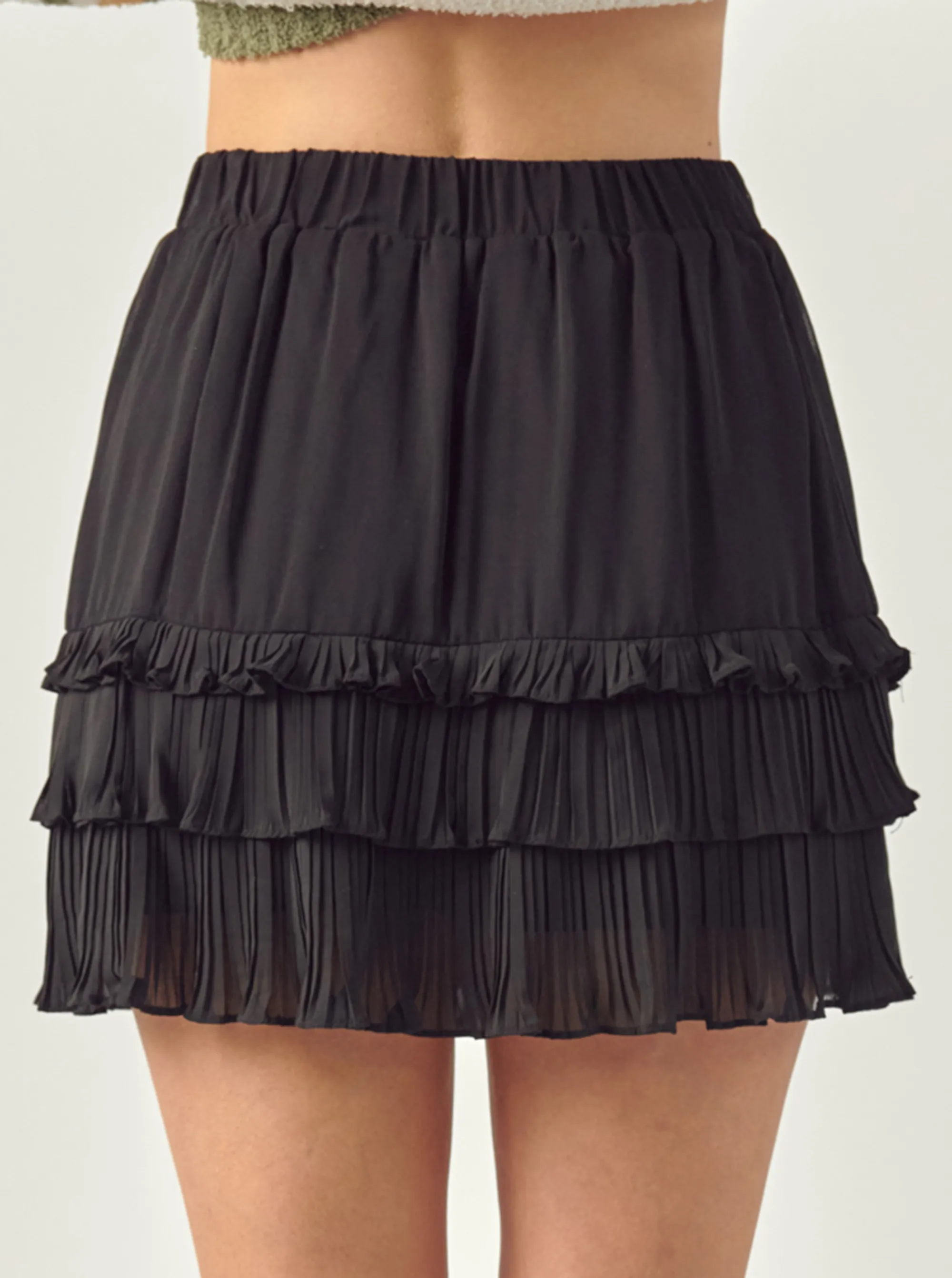 High Rise Ruffle Layered Mini Skirt