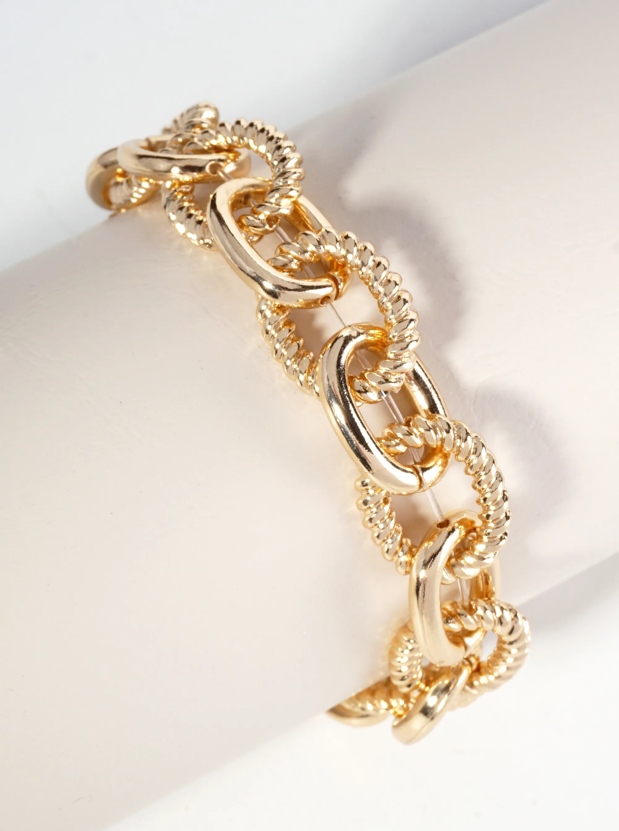 Textured Metal Link Chain Stretch Bracelet GD