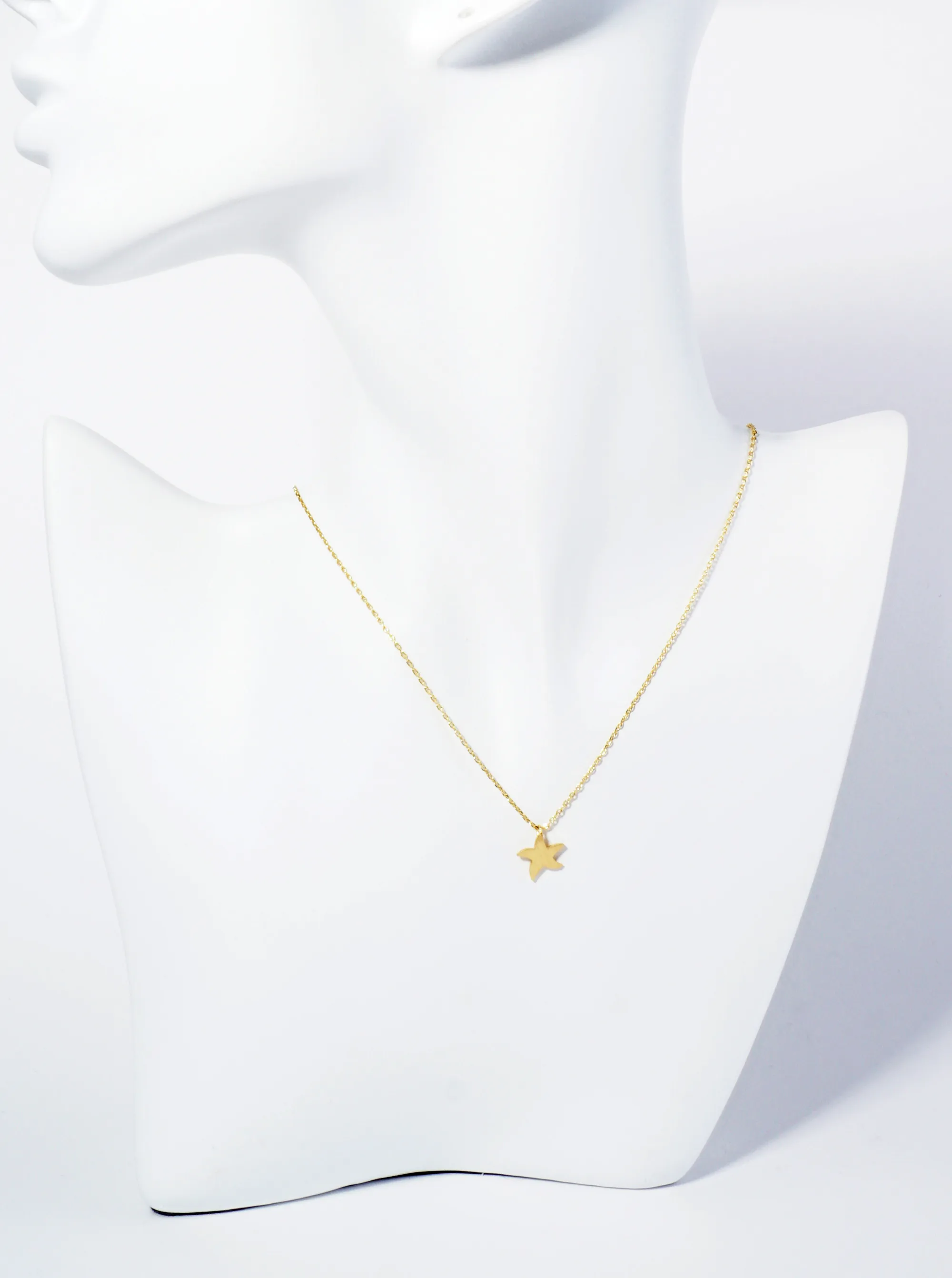 18K Gold Dipped Brushed Brass Starfish Sea Star Pendant Necklace