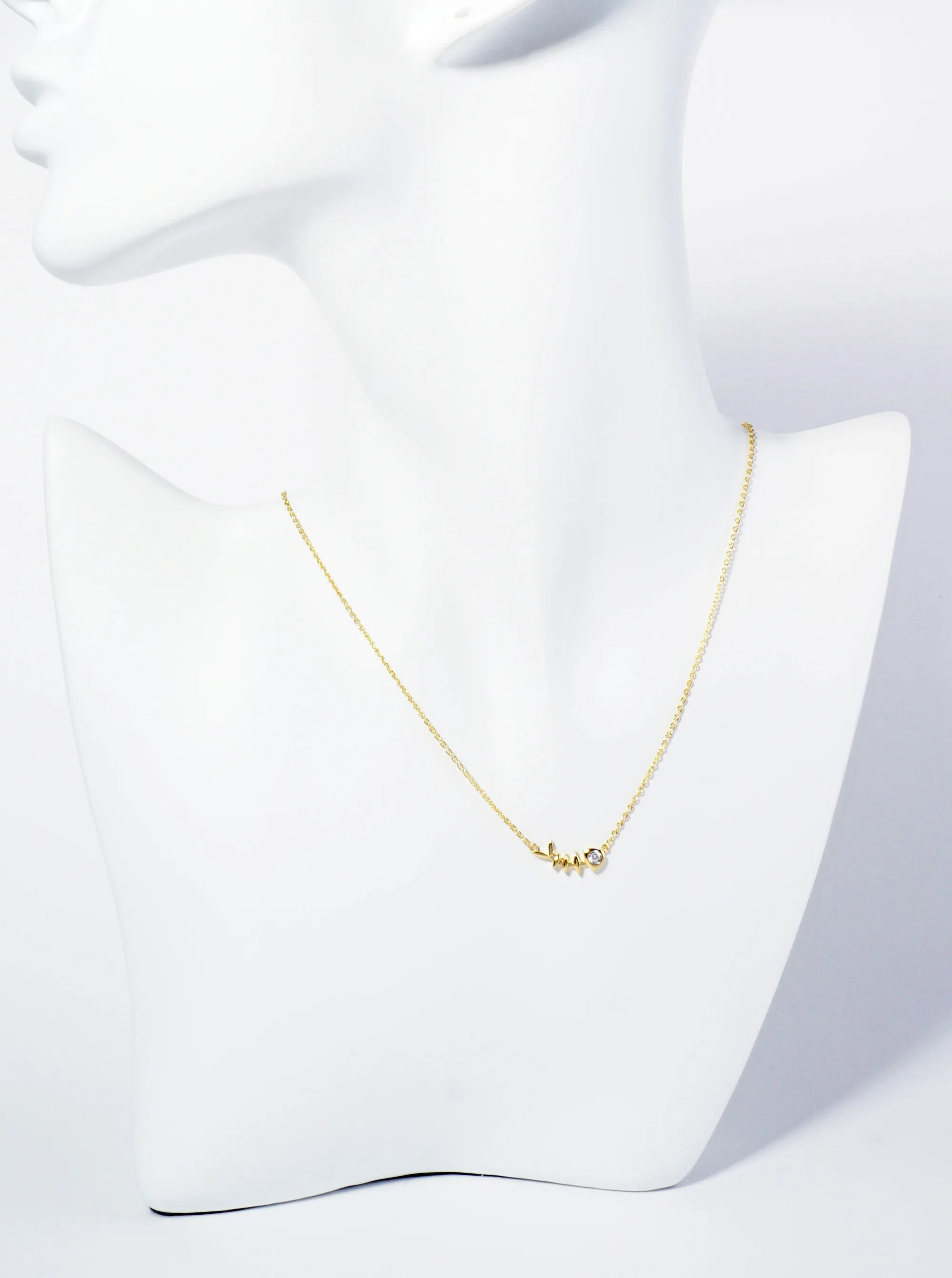18K Gold Dipped CZ Eye Fishbone Pendant Necklace