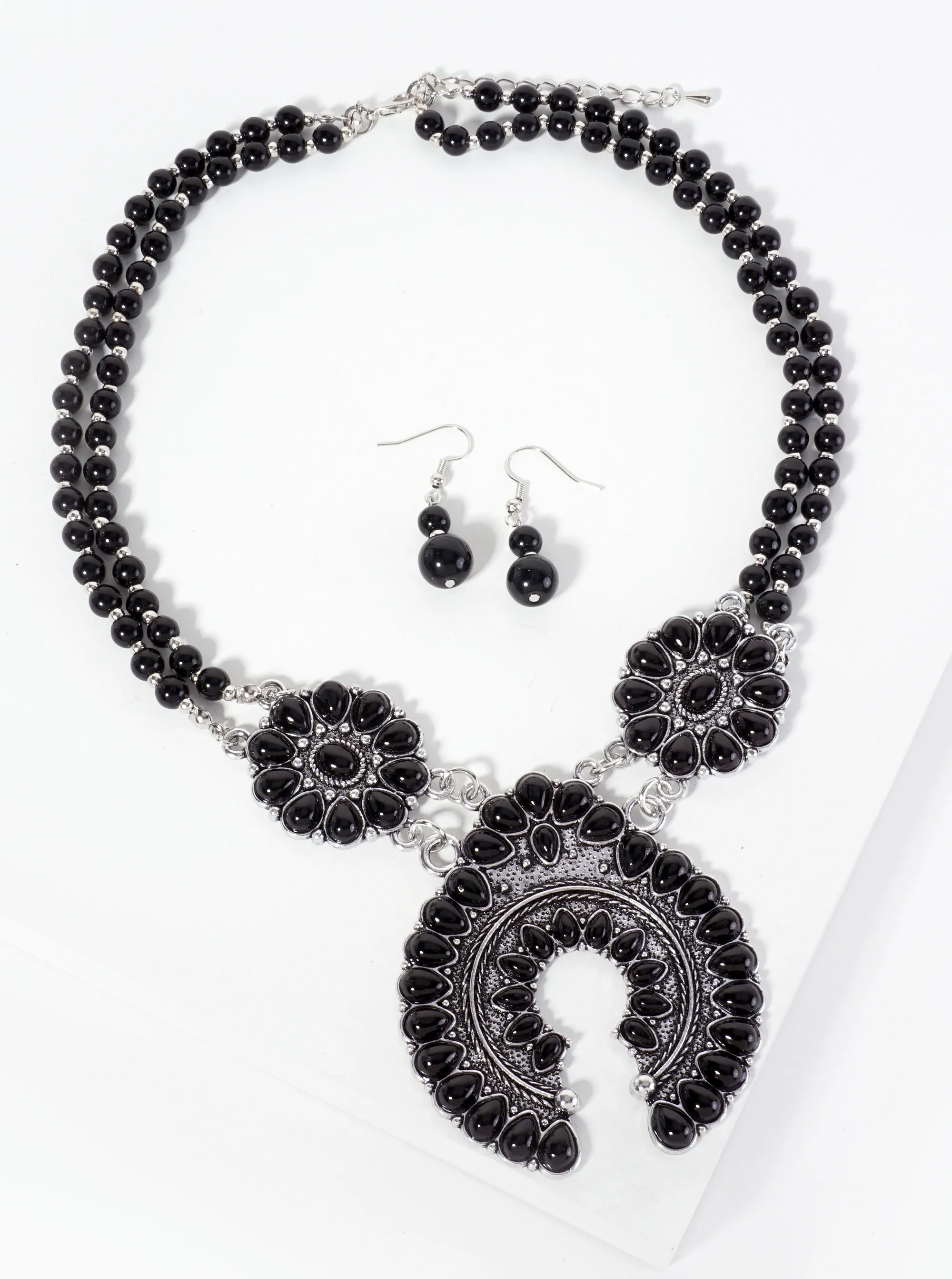 Bohemian Western Statement Bib Necklace Set-with-Earrings